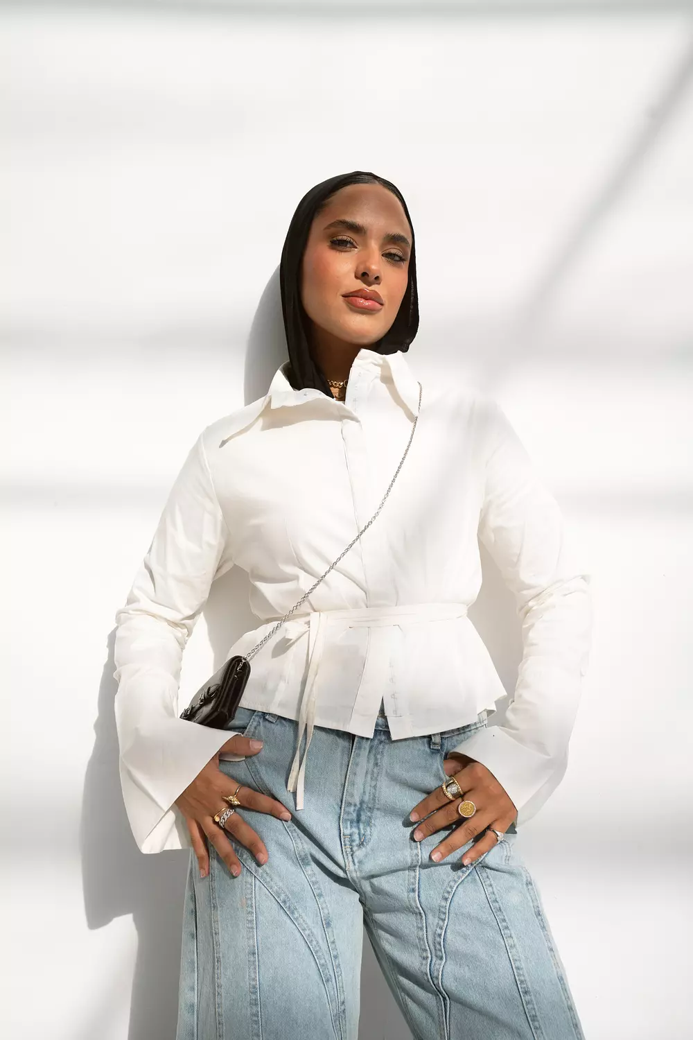 <p style="text-align: center"><span style="color: #000">The Cinched Muse Shirt</span></p>