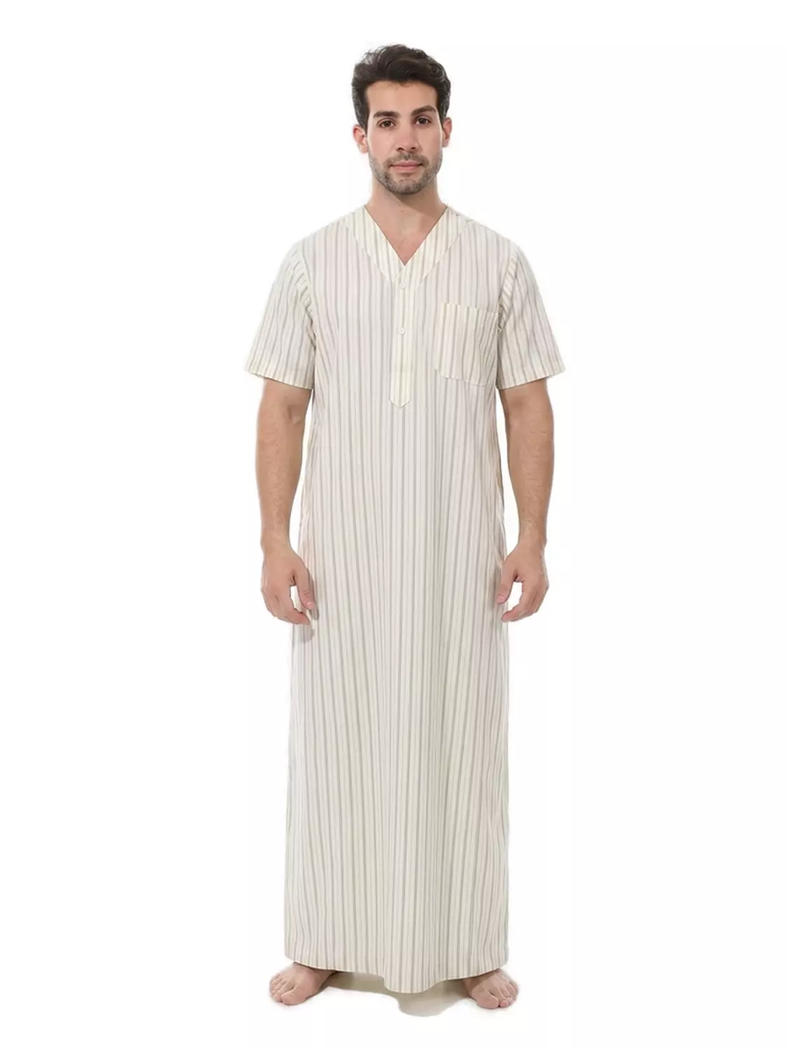 Men Galabeya Short Sleeves - 2257 - Light Yellow image