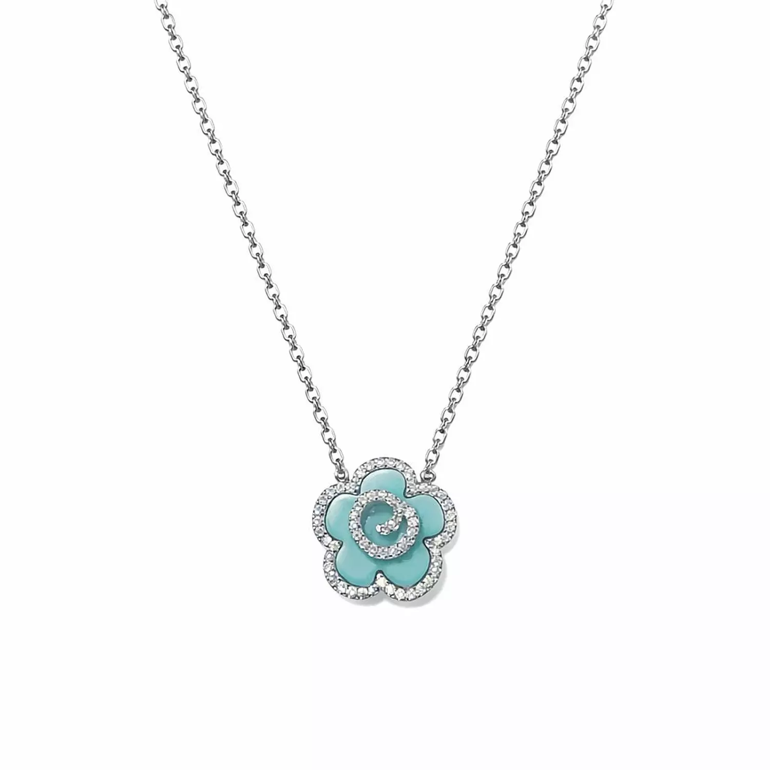  Silver Necklace Flower 1