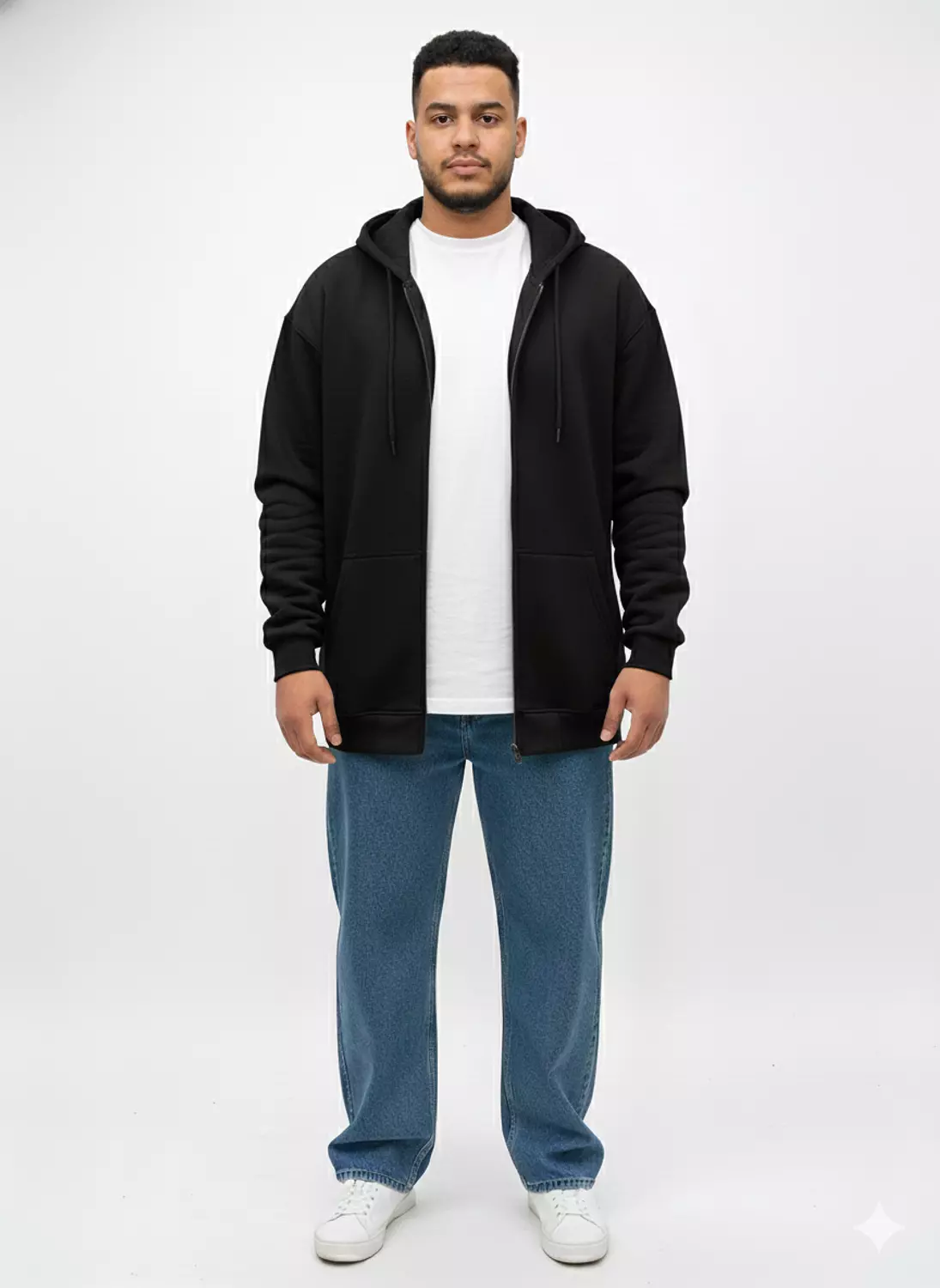 Unisex Plus Size Daily Comfort Full-Zip Hoodie 11