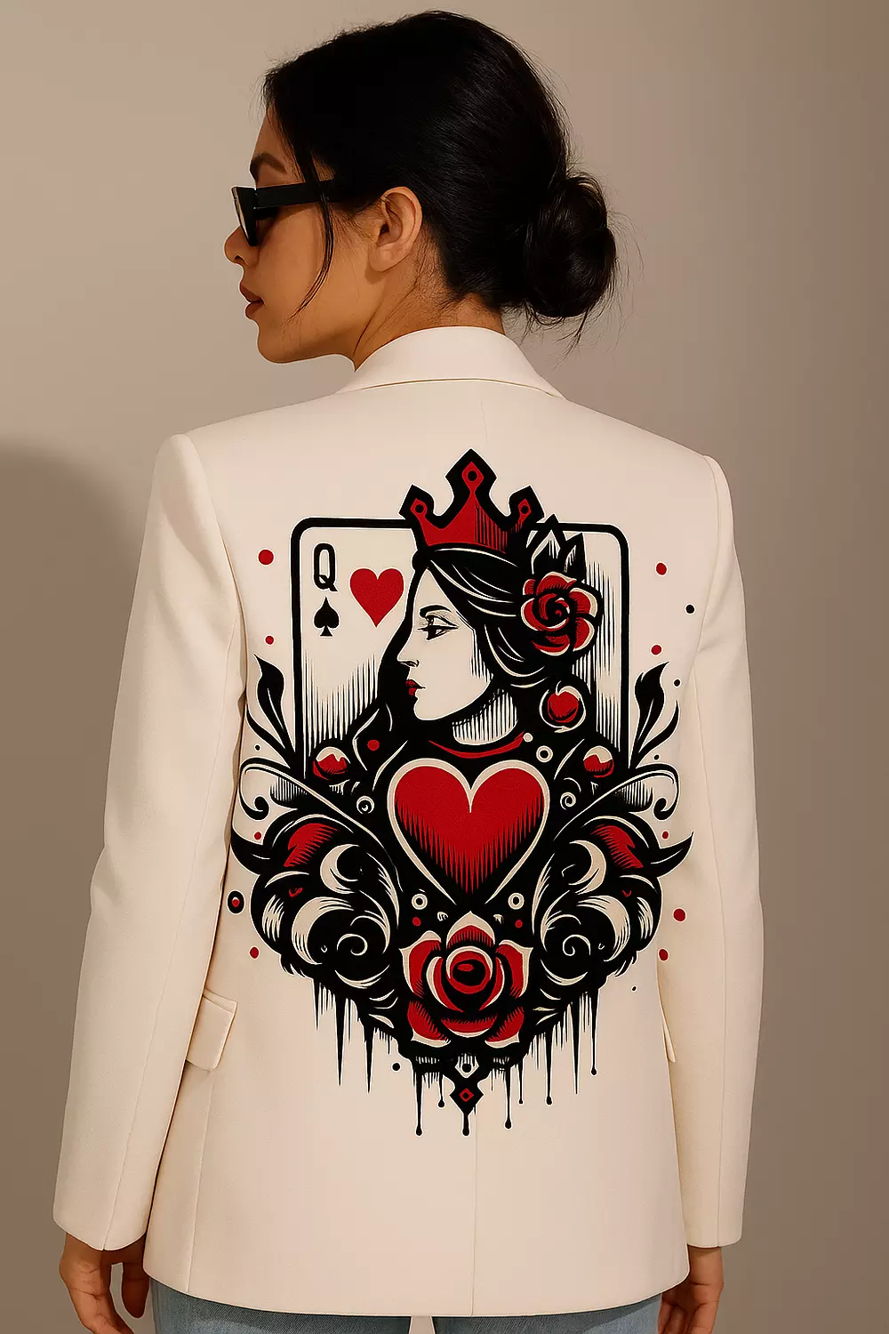 queen of cards blazere white image