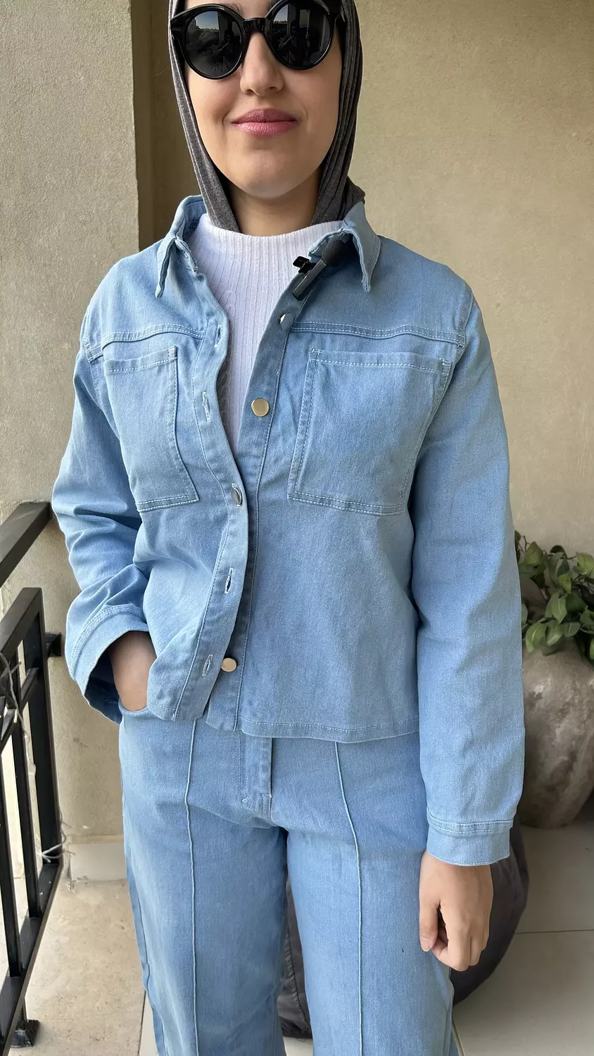 SOUTH Chunky Denim oversized Baby blue Jacket  hover image