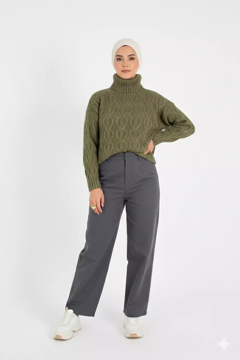Chic Warm Cable Knit Turtleneck Sweater 3