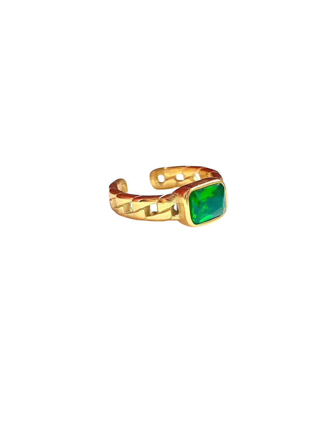 Elegant stainless steel ring with green stone 💚✨ 1