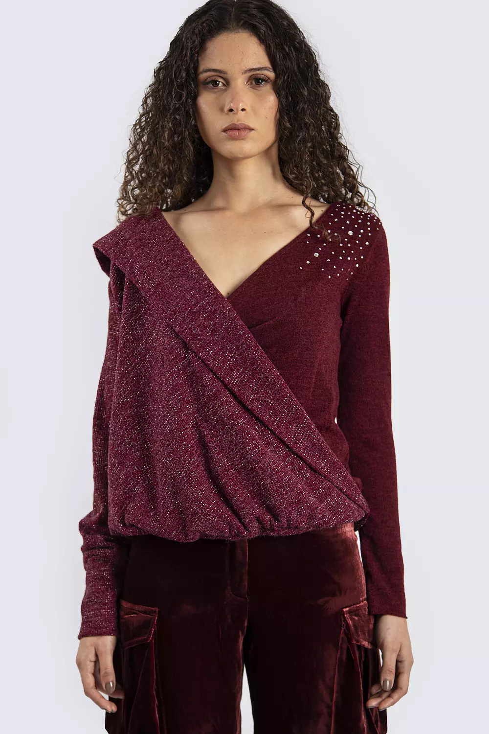 Burgundy Sleeve Top image