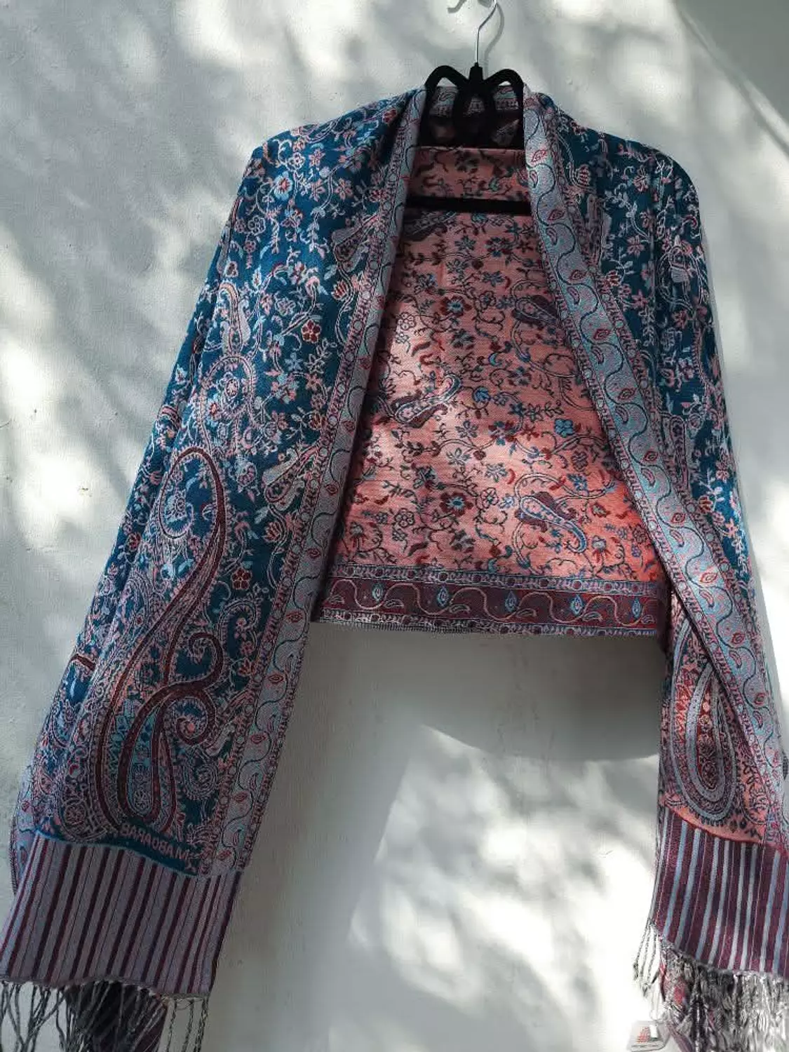 Blue/baby pink Pashmina   image