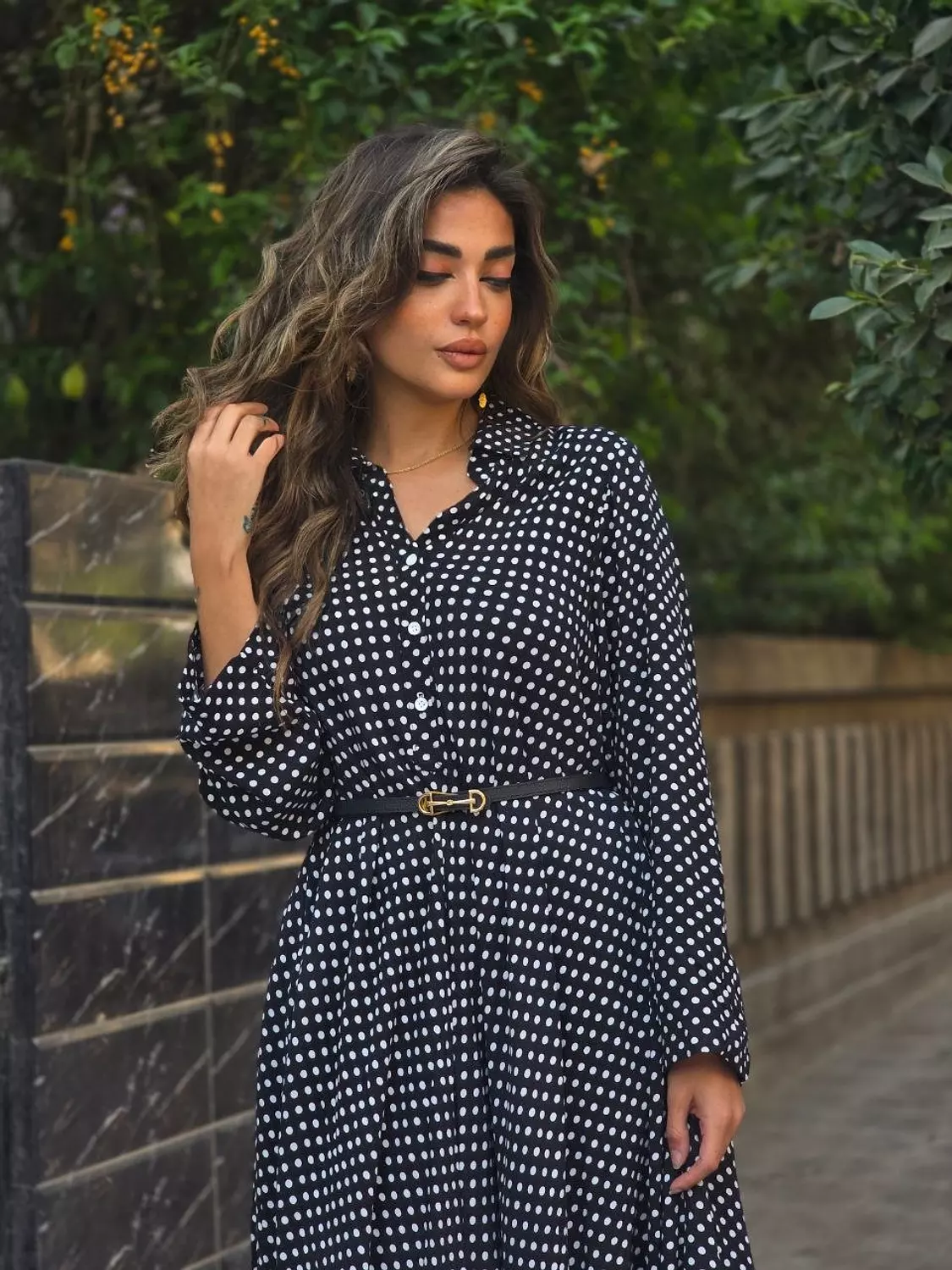 Black maxi polka dress  2