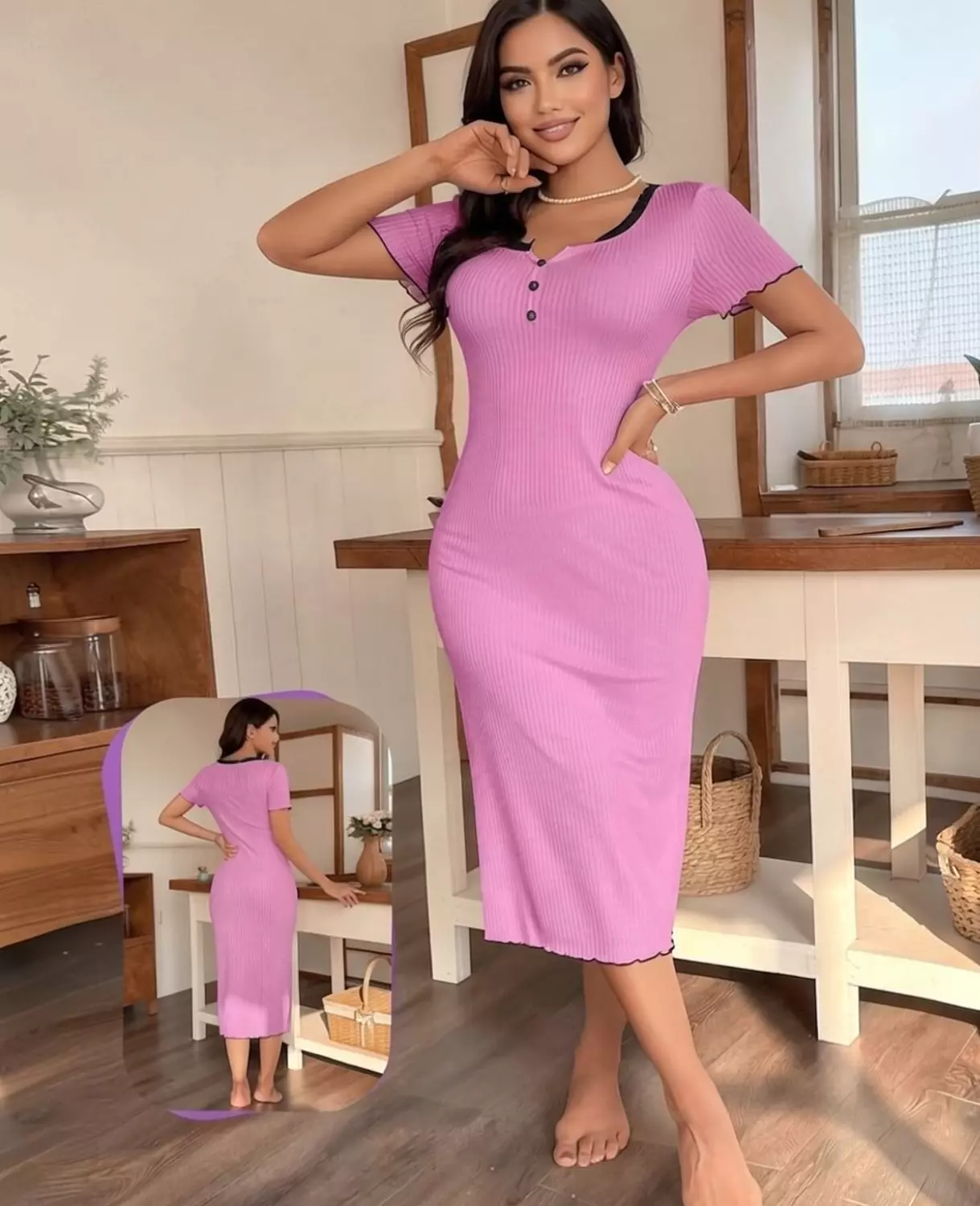 Ribbed Midi House Dress image