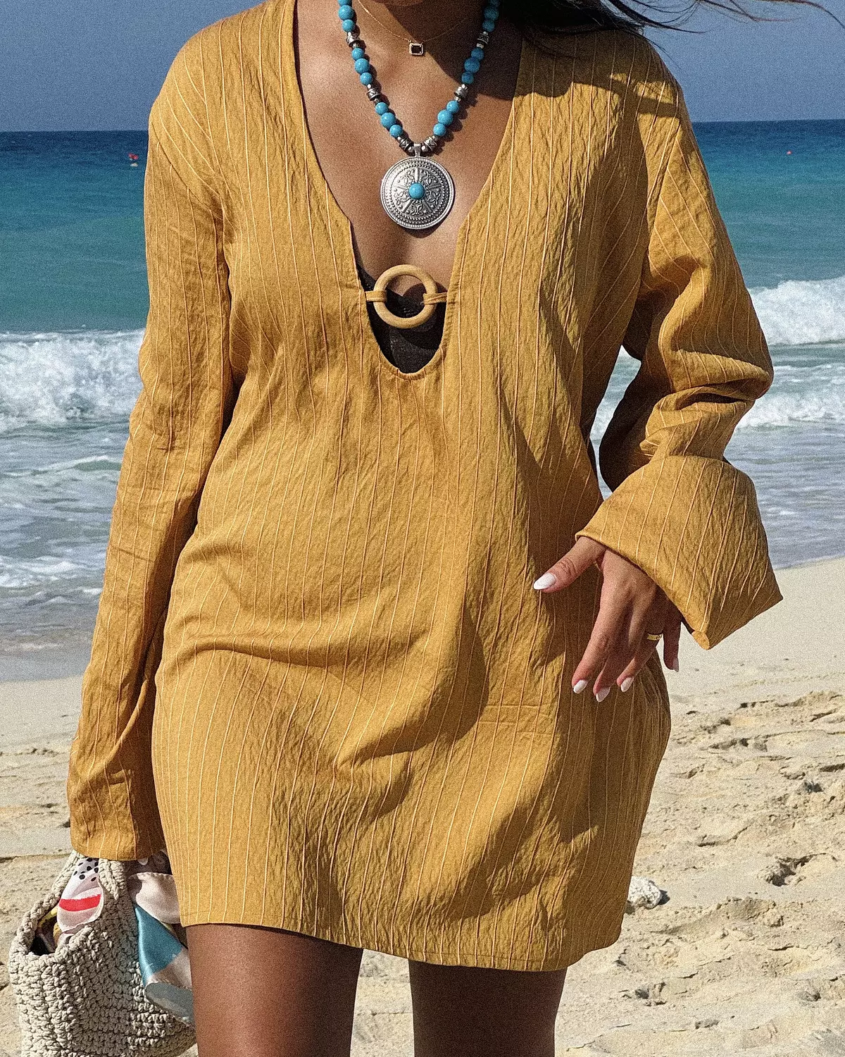 sunset stripe beach cover-up // Honey Gold // 2