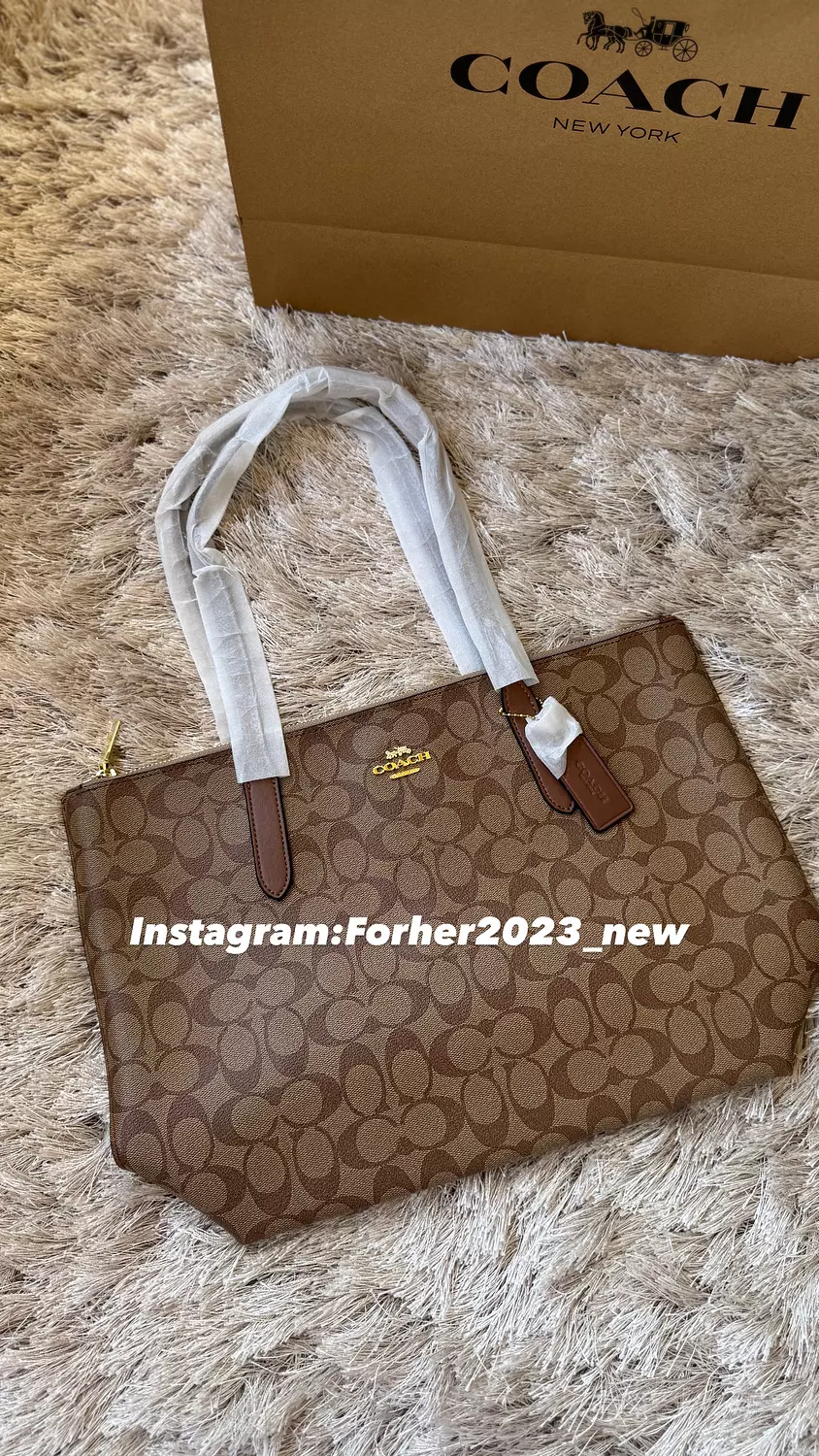 COACH Zip Top Tote Bag In Signature Canvas - Gold/brown 6