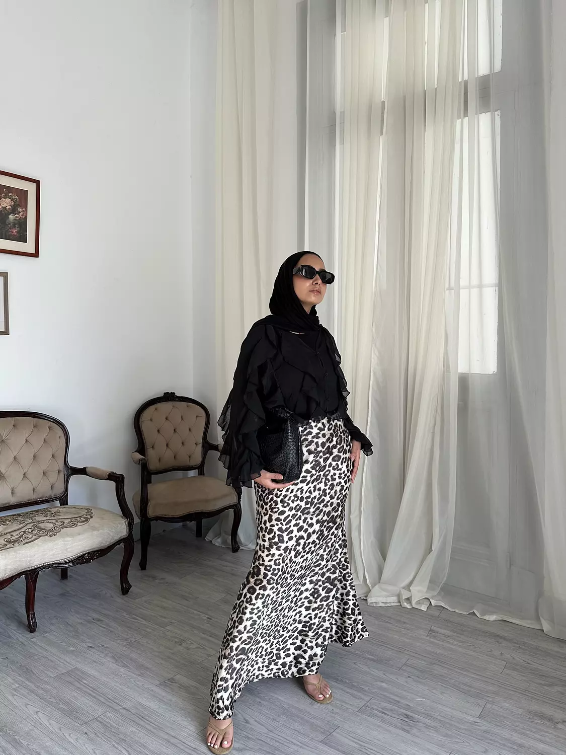 Satin leopard skirt  1