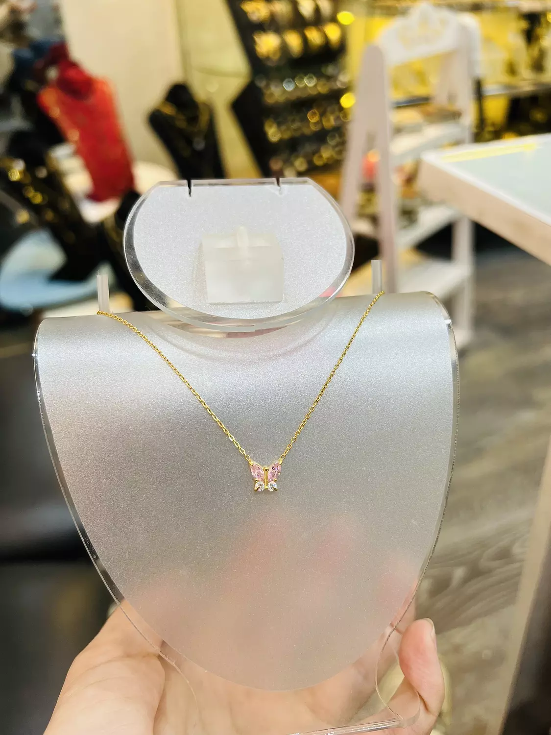 Pink gold butterfly necklace  image