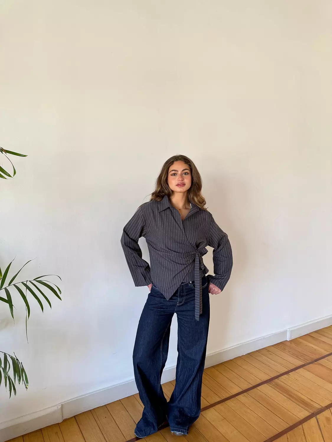 Pinstripe Wrapped Shirt 7