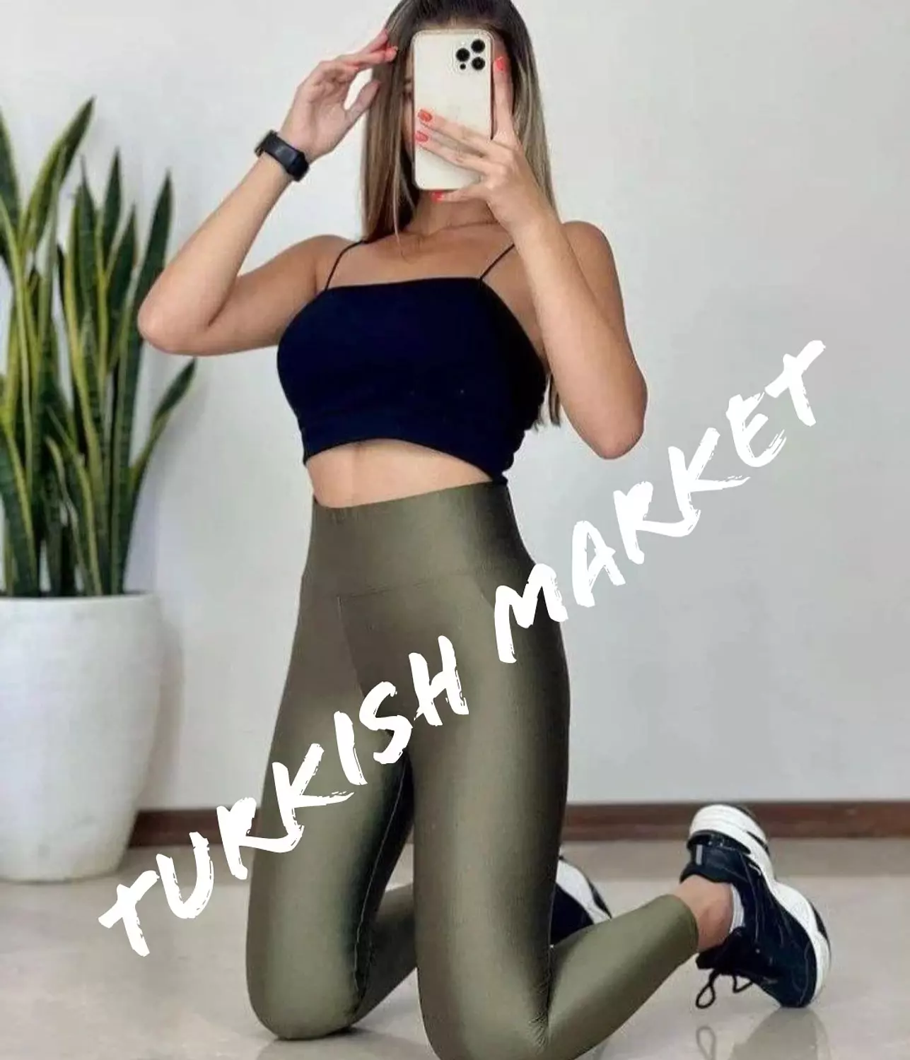 Plus size Olive Metallic leggings  2