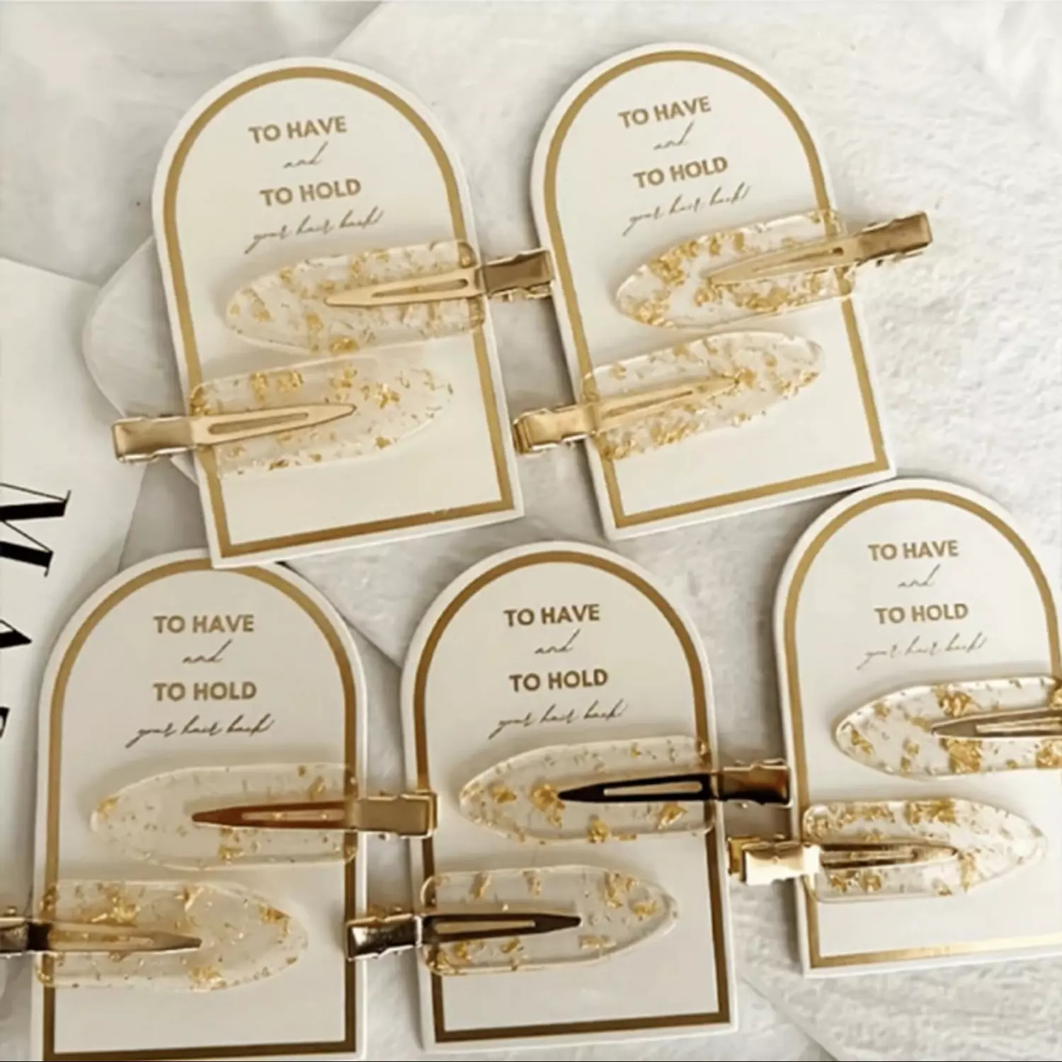 2 Pc Clear/Gold Non-Slip Hair Clips Set image
