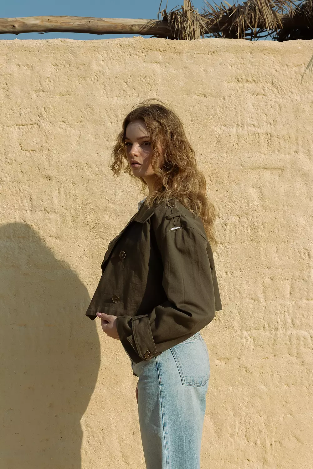 Cropped Trench Jacket - olive green 2
