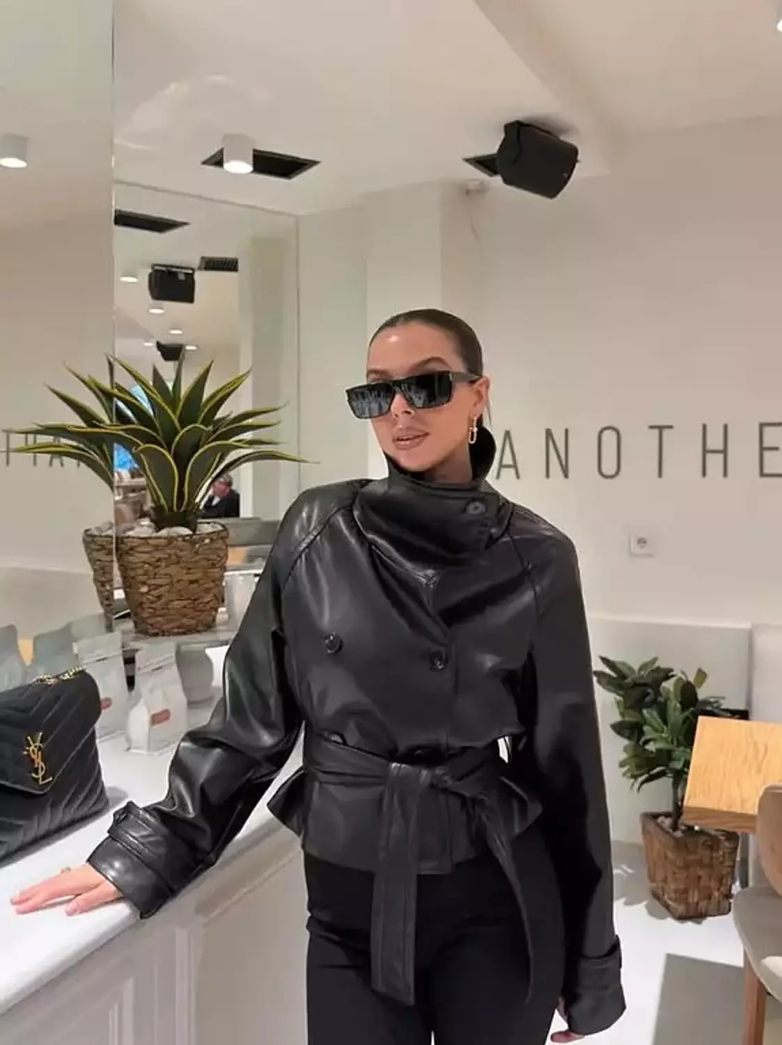 Belted Cropped Leather Jacket 1