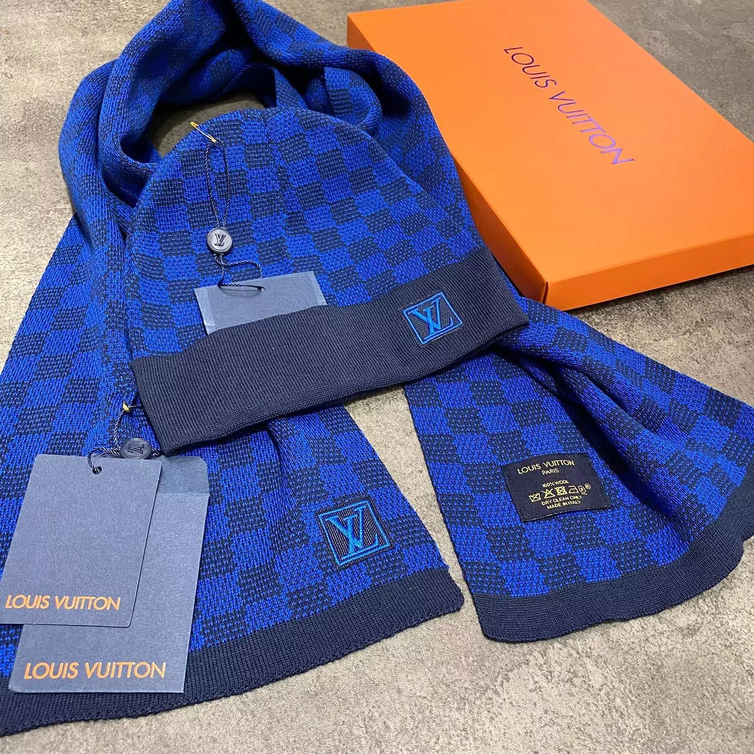LOUIS VUITTON SCARF&ICE CAP -BLUE -P20372 3