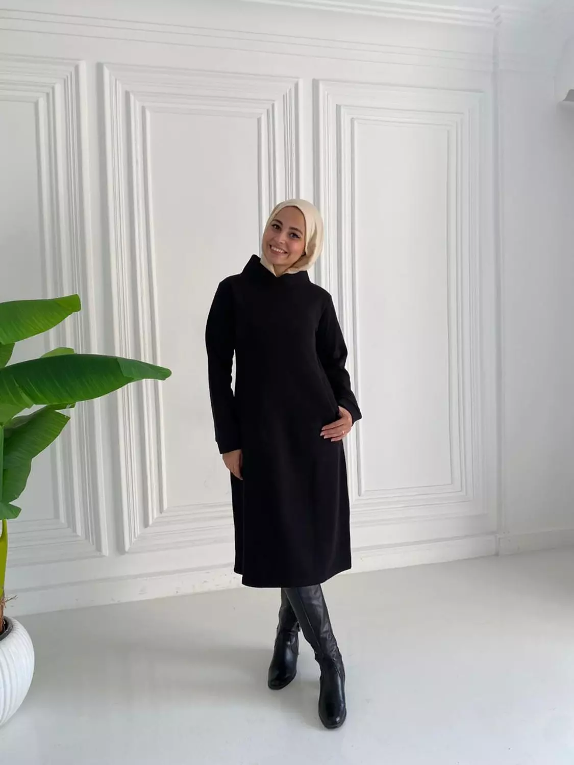 Dark Olive Melton Dress 2