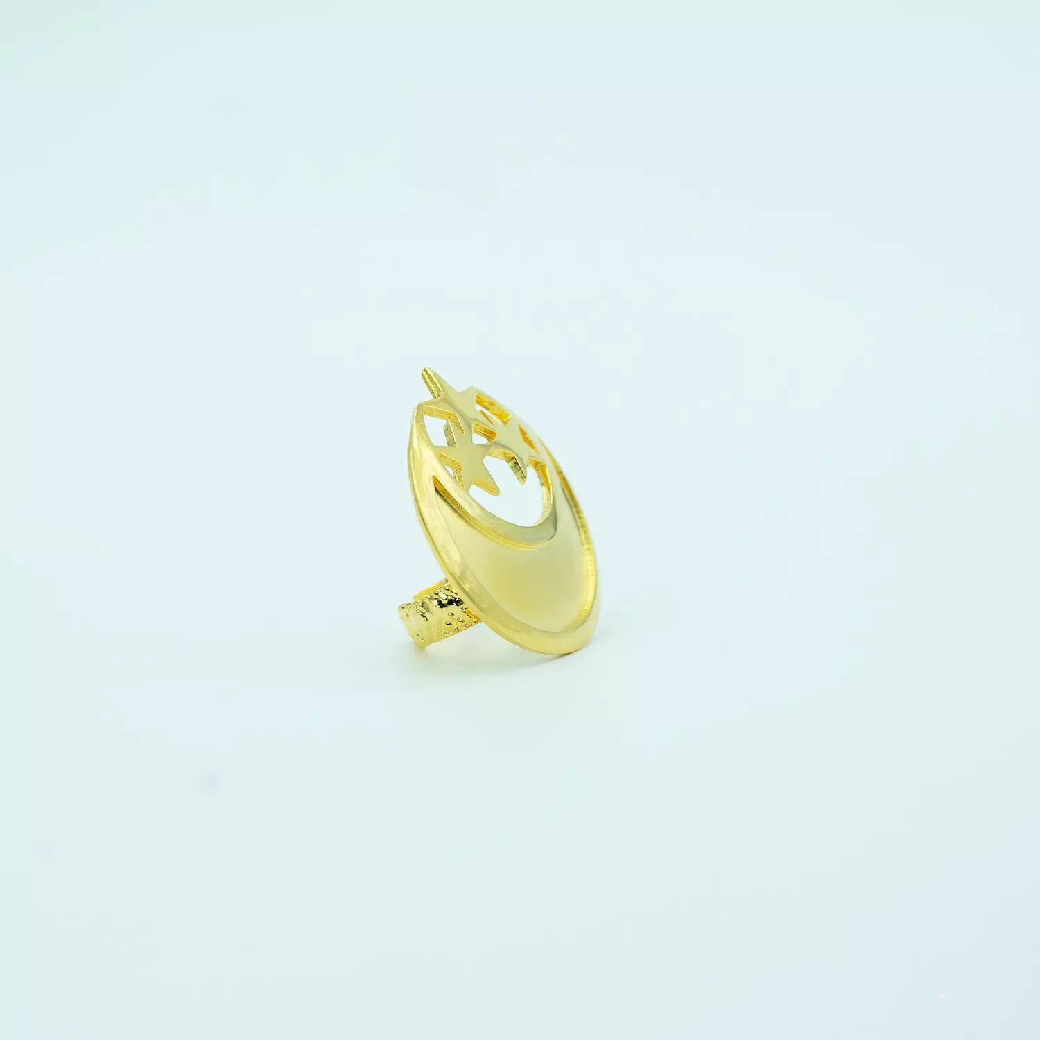Two-layer brass ring, matte and shiny gold plated - free size - folk art 3