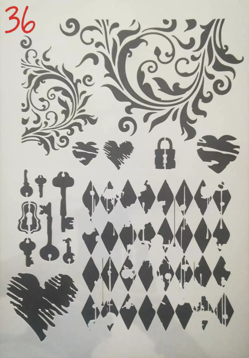 استنسل مفرغ (اشكال مختلفة) Stencils(Different forms) A4 2