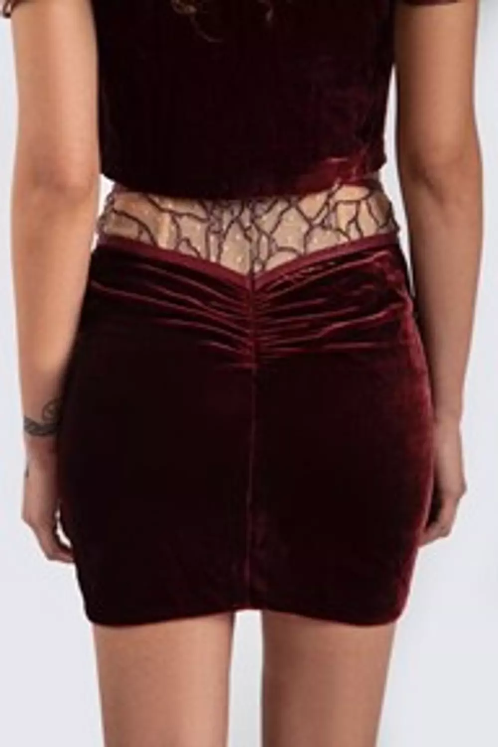 Burgundy mini skirt hover image