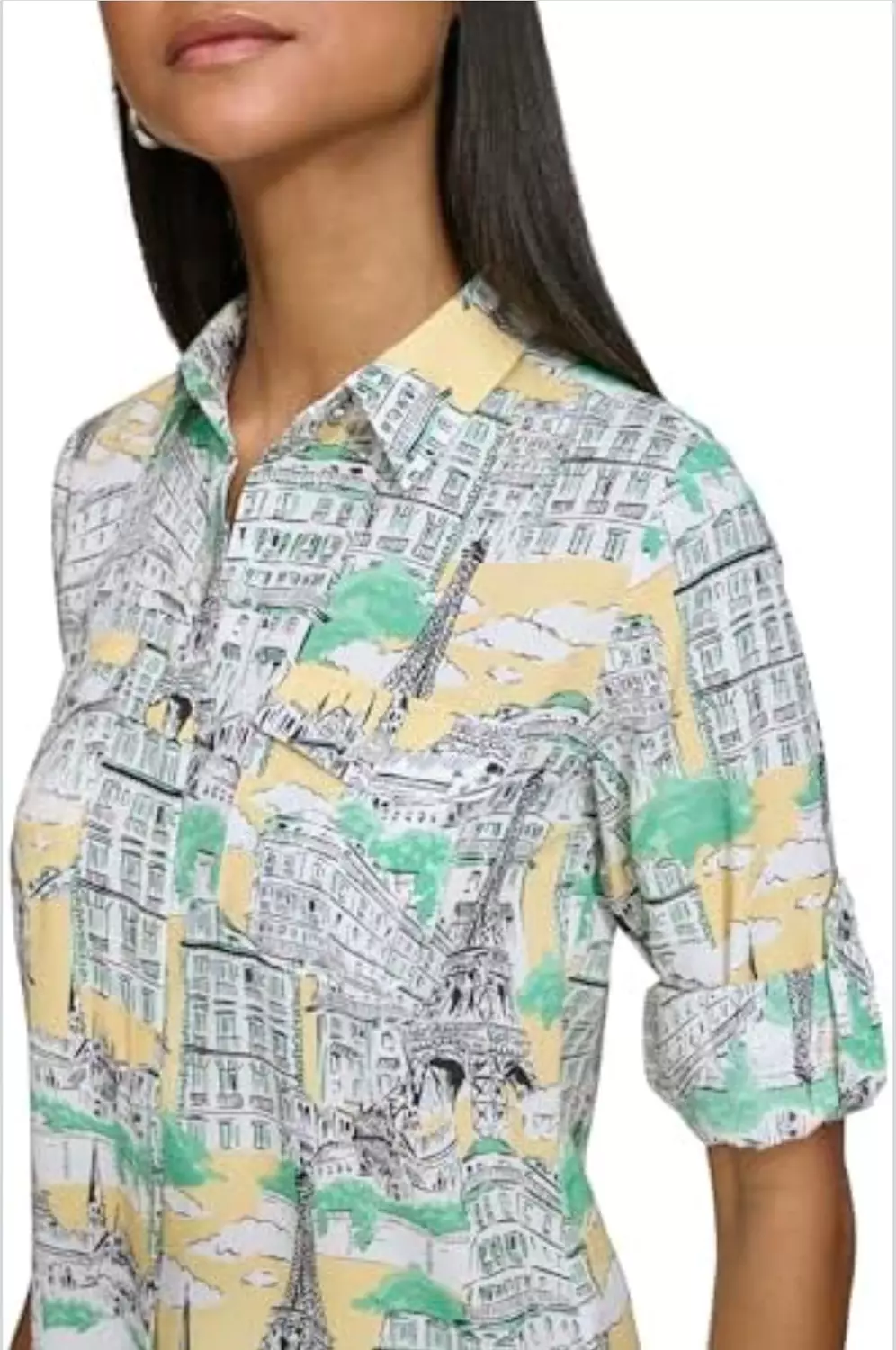 KARL Lagerfeld long-sleeve button-up blouse featuring a modern tailored fit. hover image