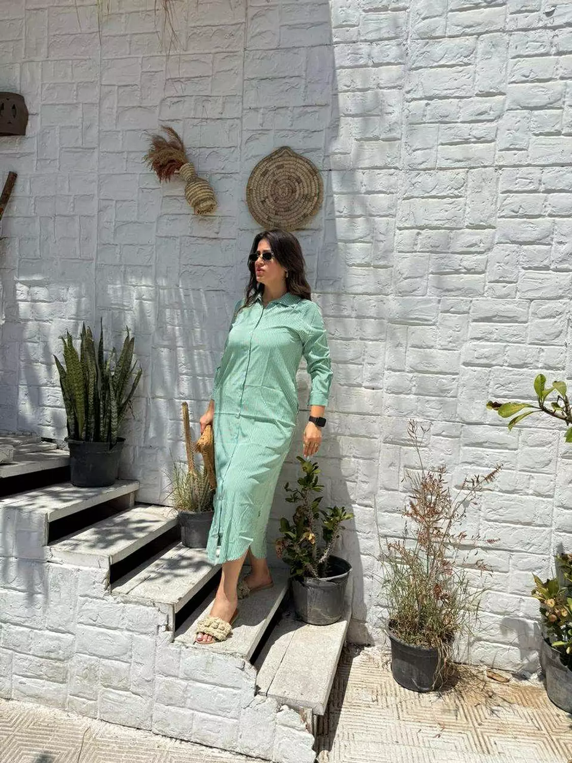 green striped dress  1