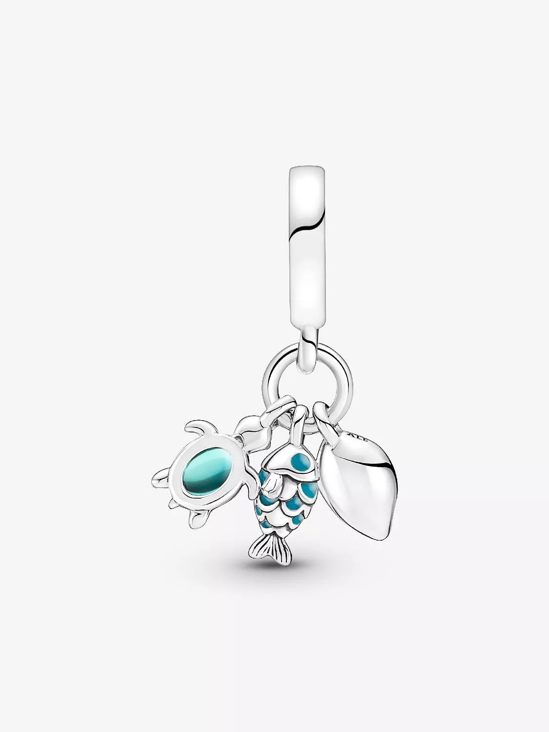 Fish, Sea Turtle & Conch Triple Dangle Charm Sterling silver 1
