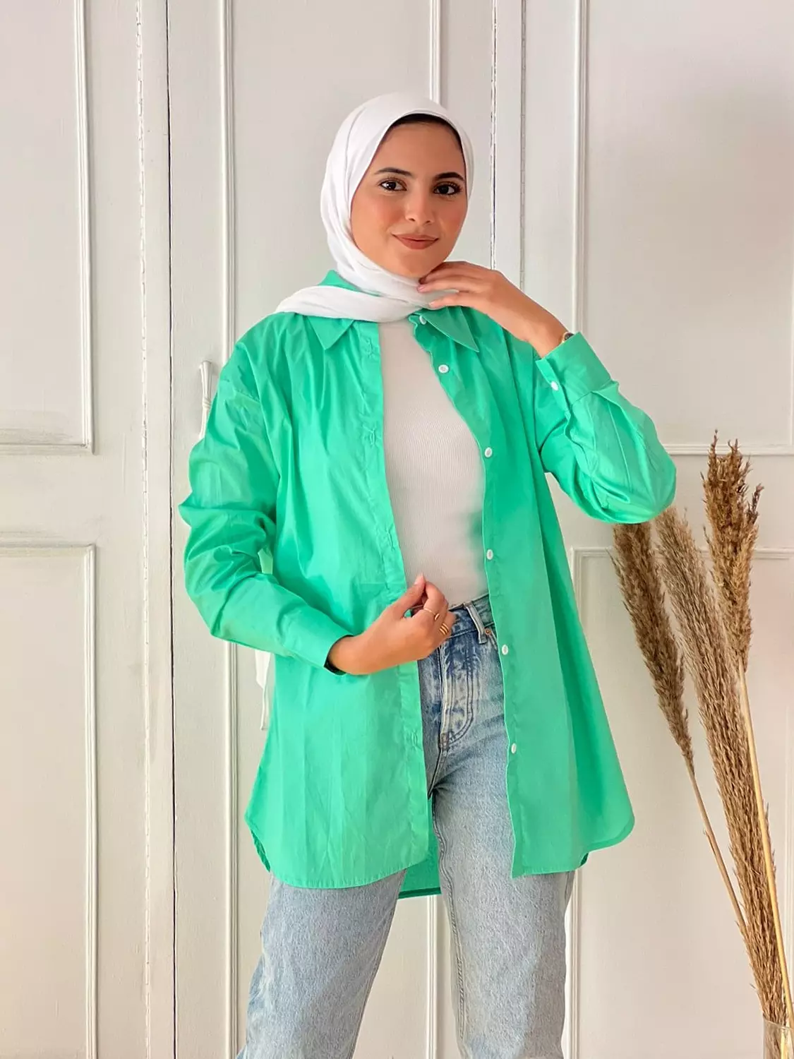 Basic Chemise with collar - Mint green