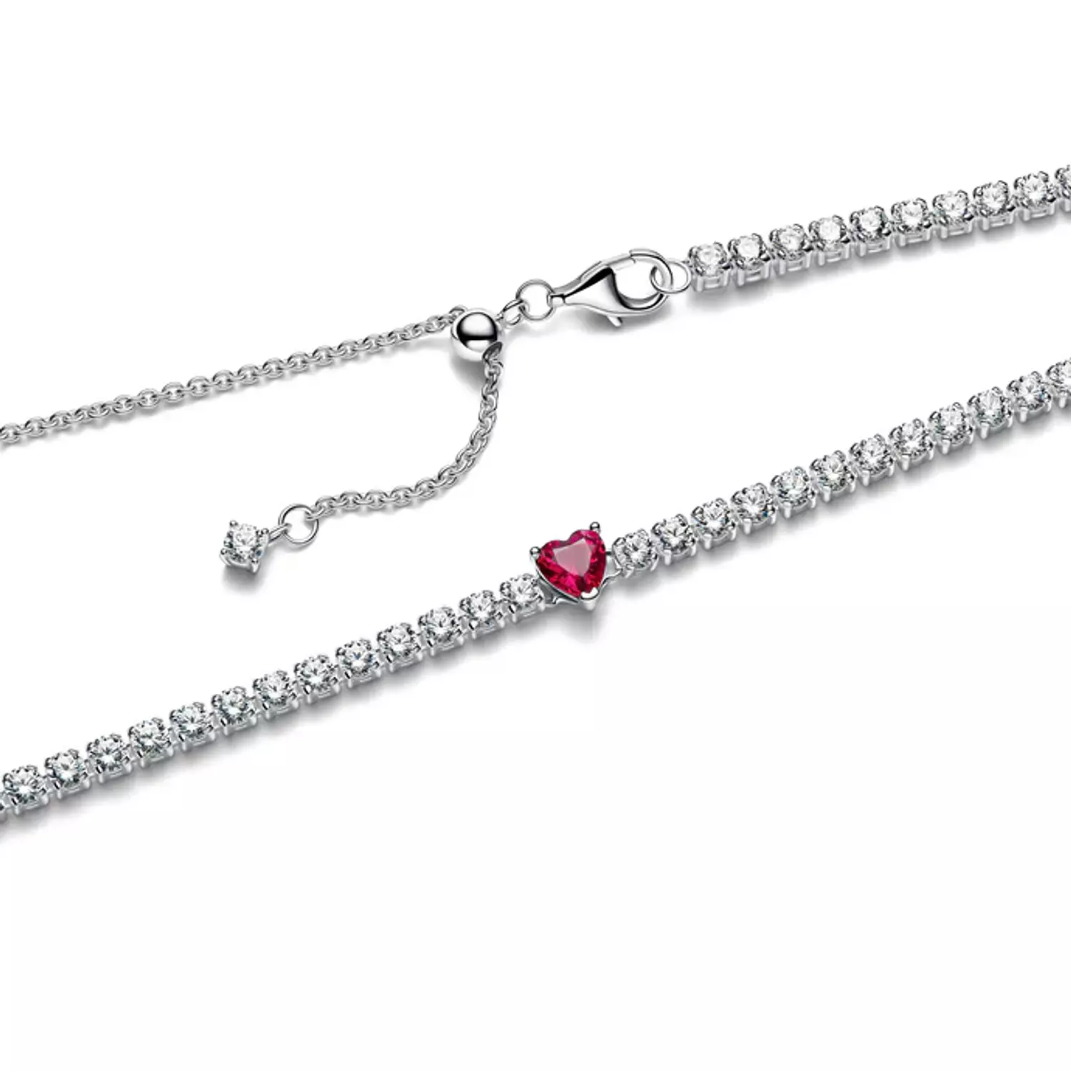 PANDORA Moments Radiant Heart Choker Sterling Silver with Artificial ...