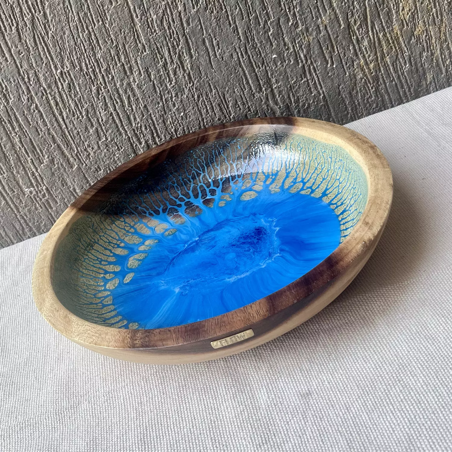 Blue light wooden bowl 2