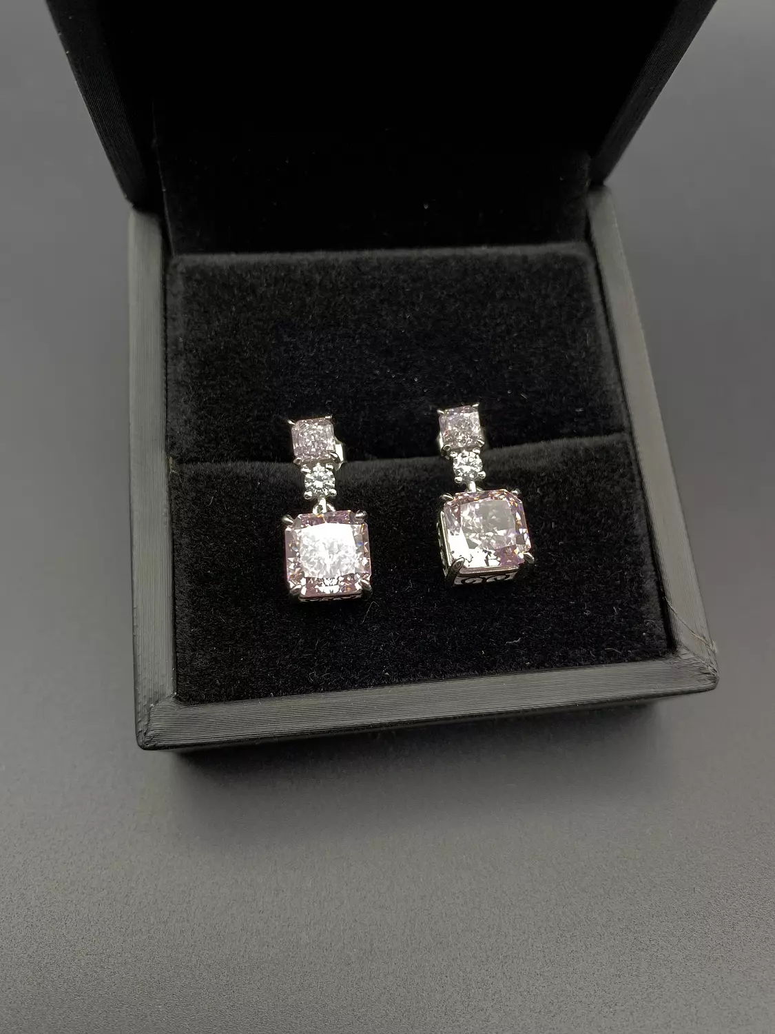 Crystal pink earring hover image