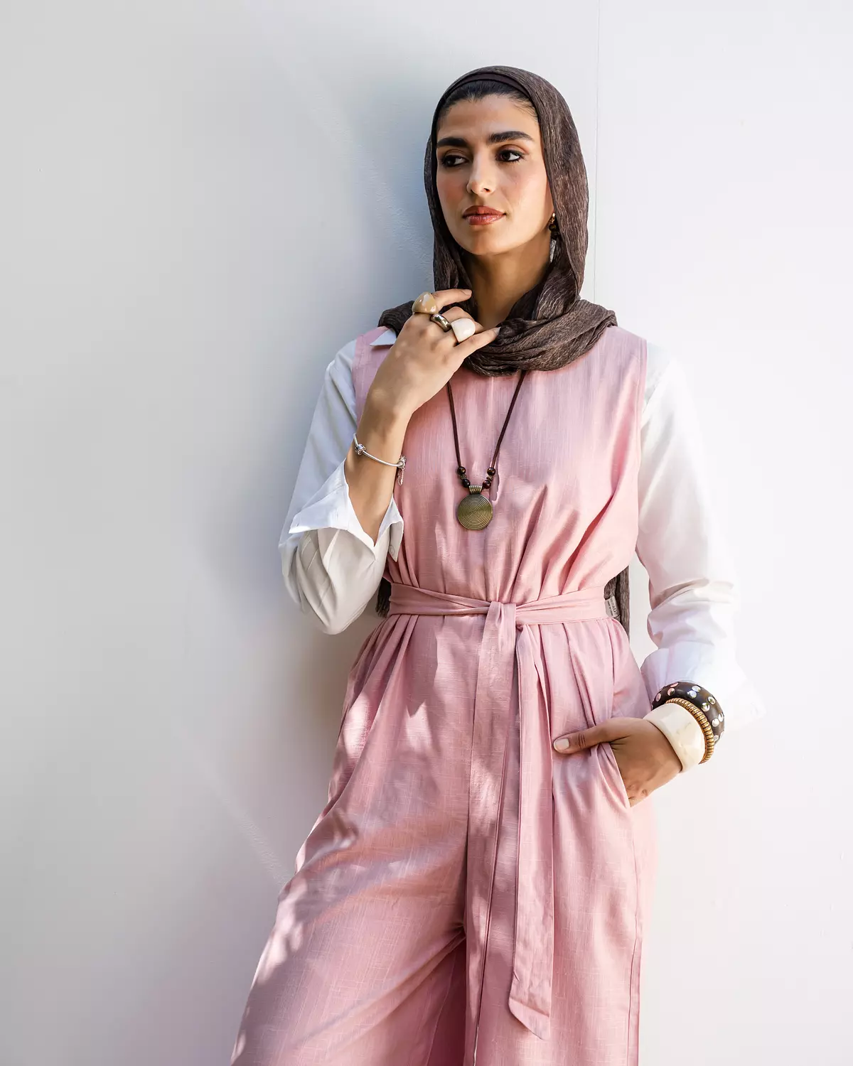 Linen Jumpsuit in Blush