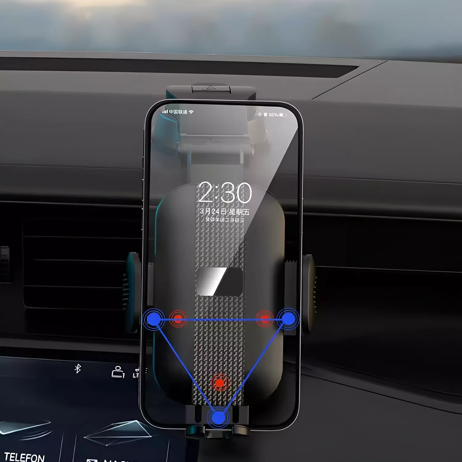 VABI D15 Car Phone Holder - Adhesive Mount and 360-Degree Rotation 3