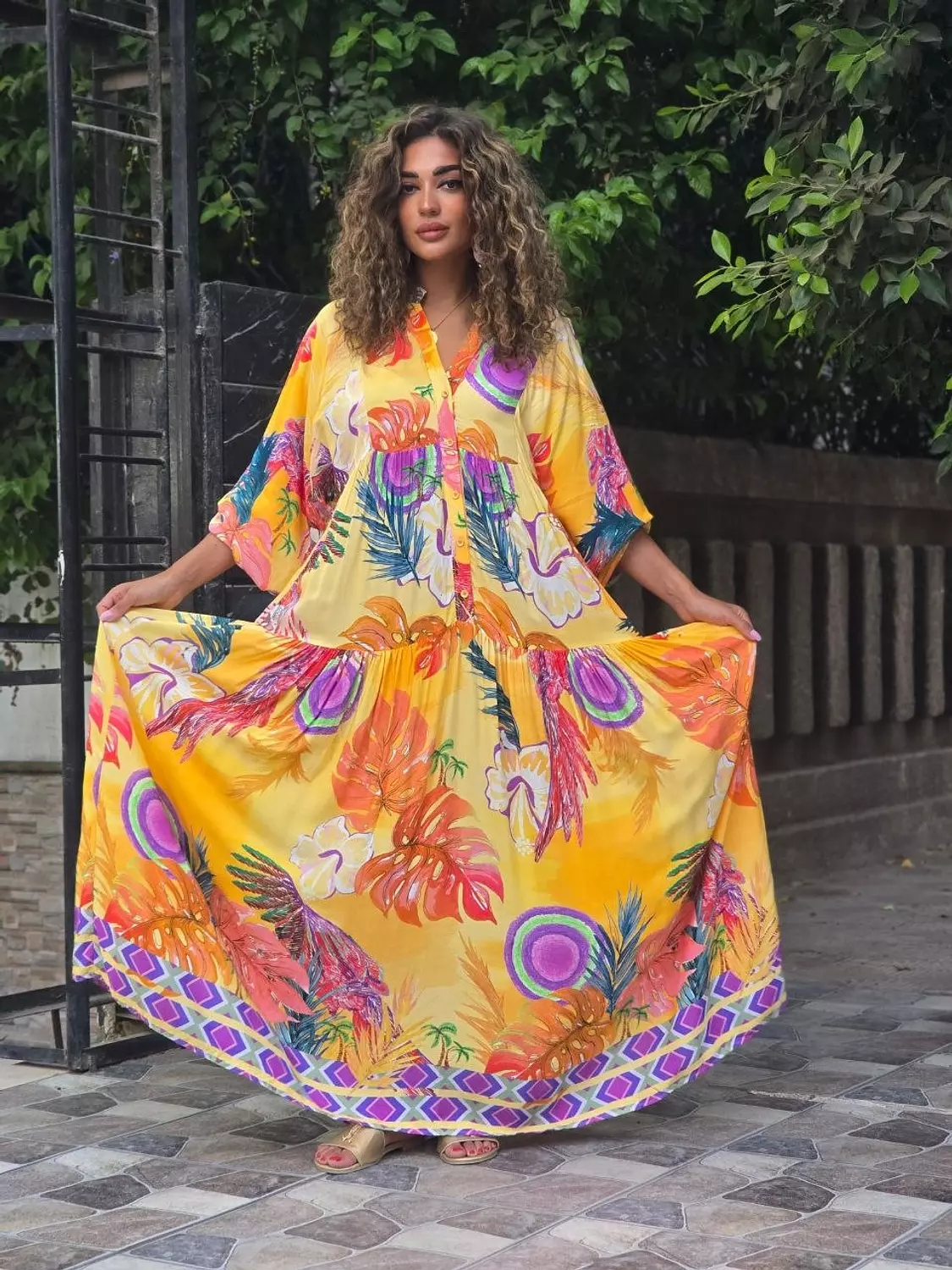 Multicolour Yellow dress 2