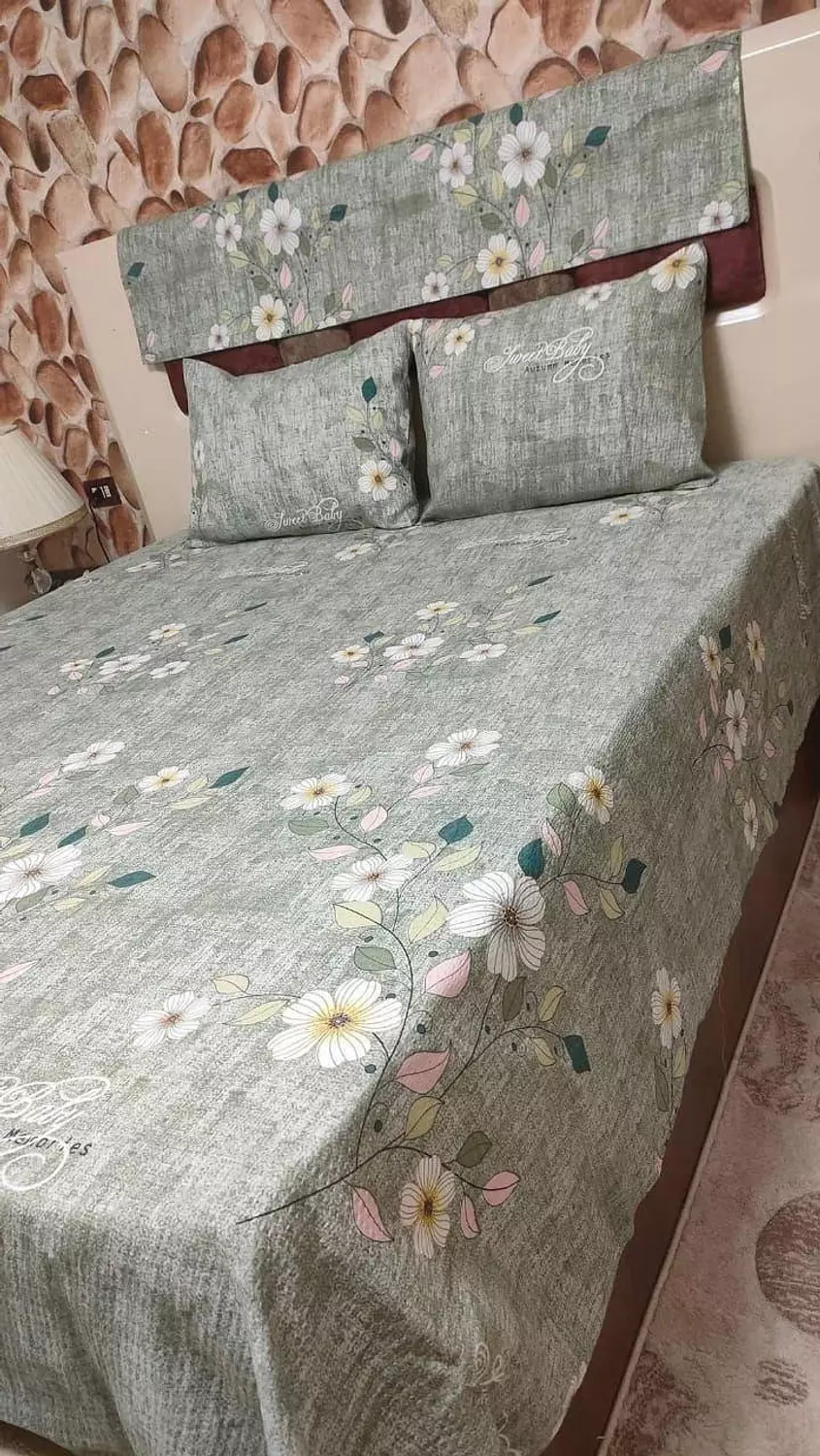 طقم ملايه كبير بيكا ورد رمادي image