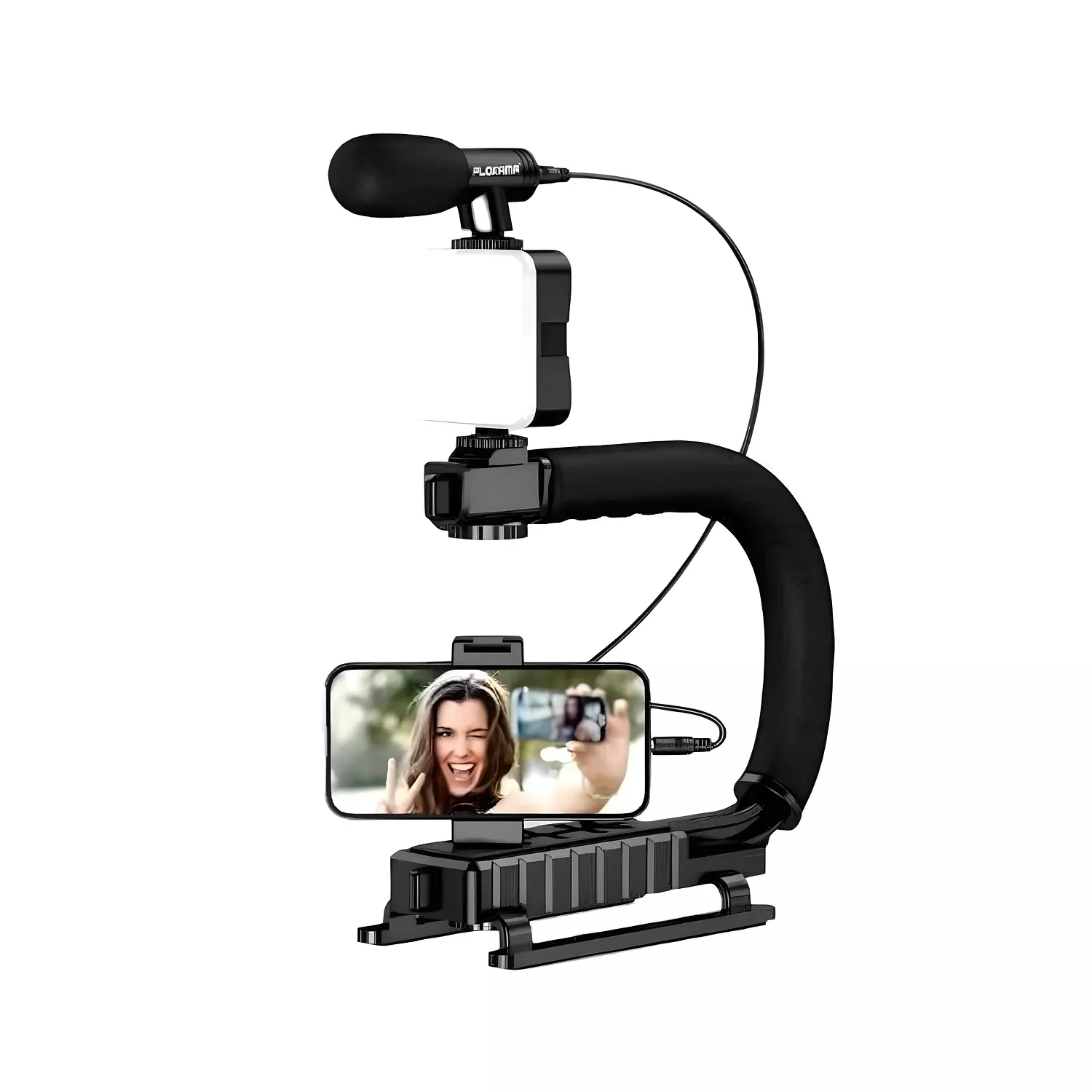 Video Maker with Microphone, LED Light, Mobile Phone Holder, and Remote Control - Plokama PK-777 image