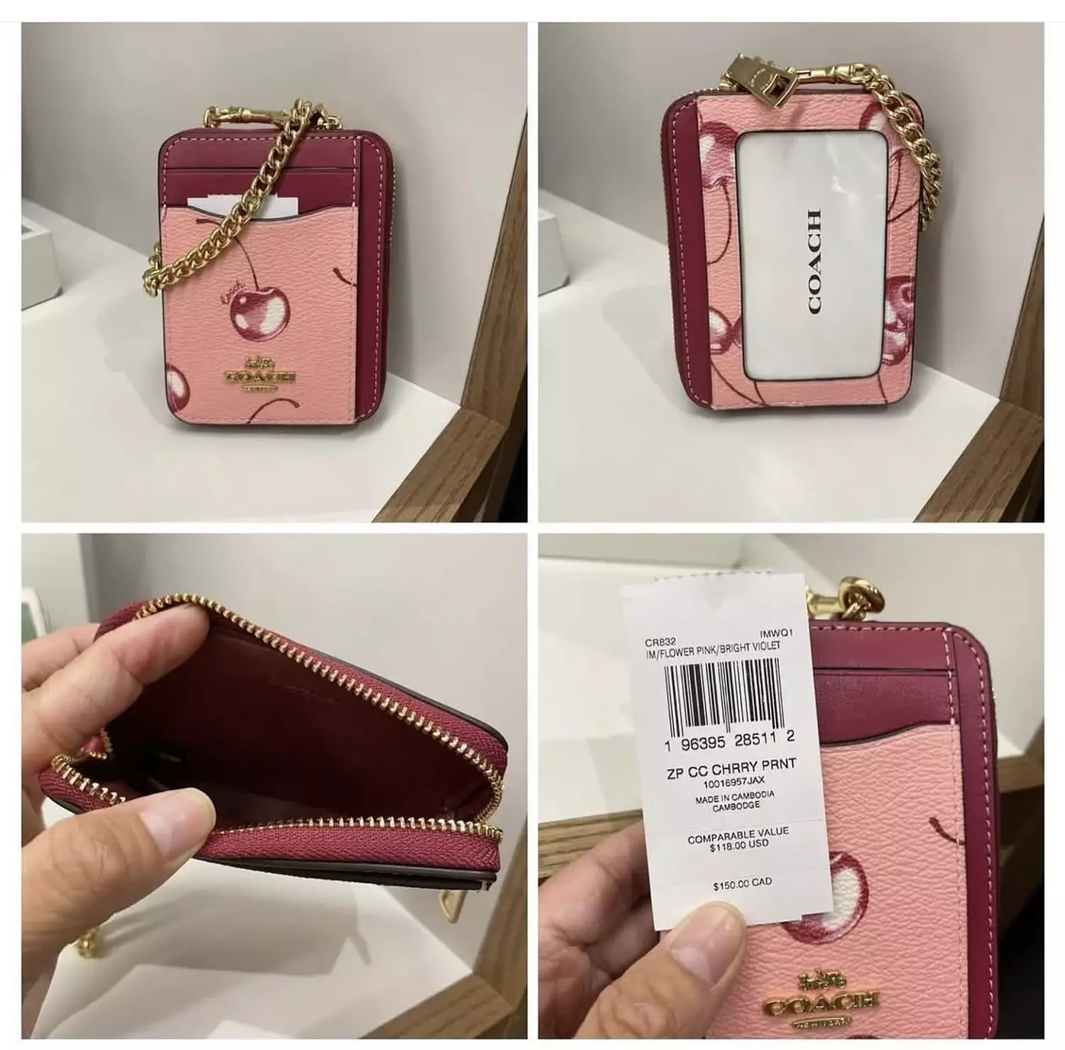 Coach Cherry Print Zip Card Case hover image