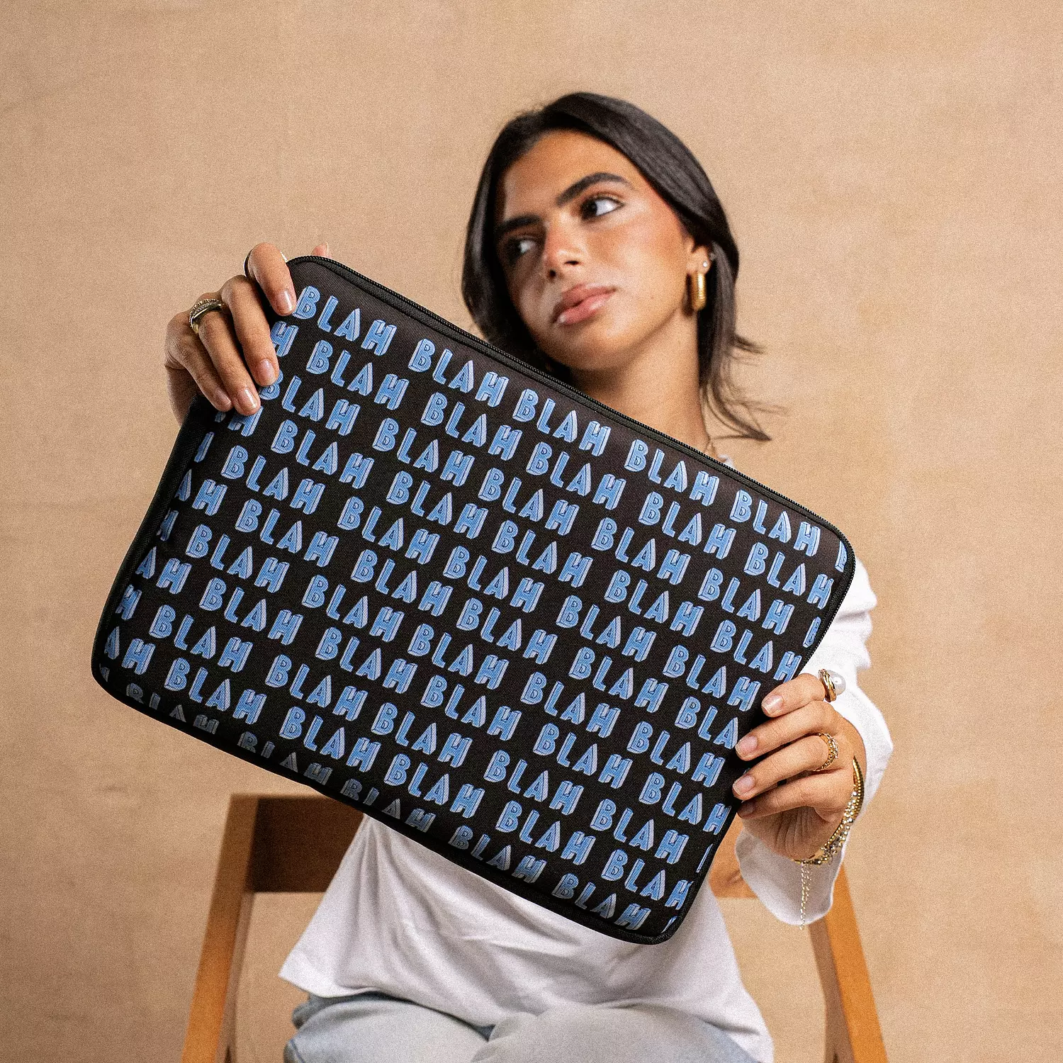 BLAH BLAH BLACK ‘N’ BLUE IPAD SLEEVE hover image