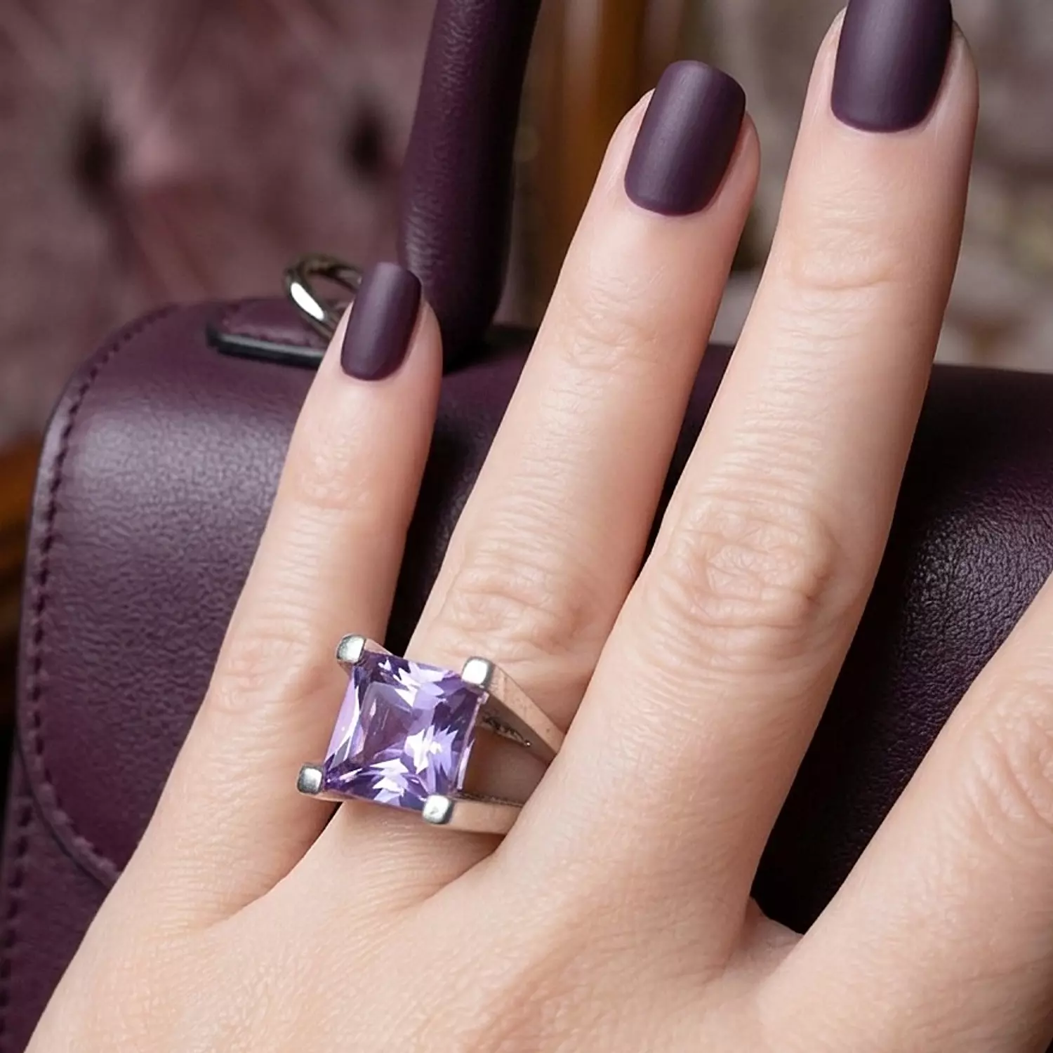 Square purple stone Ring image