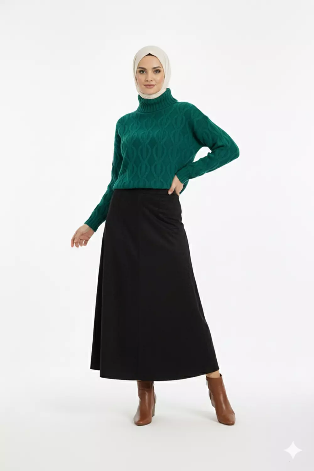 Chic Warm Cable Knit Turtleneck Sweater 6