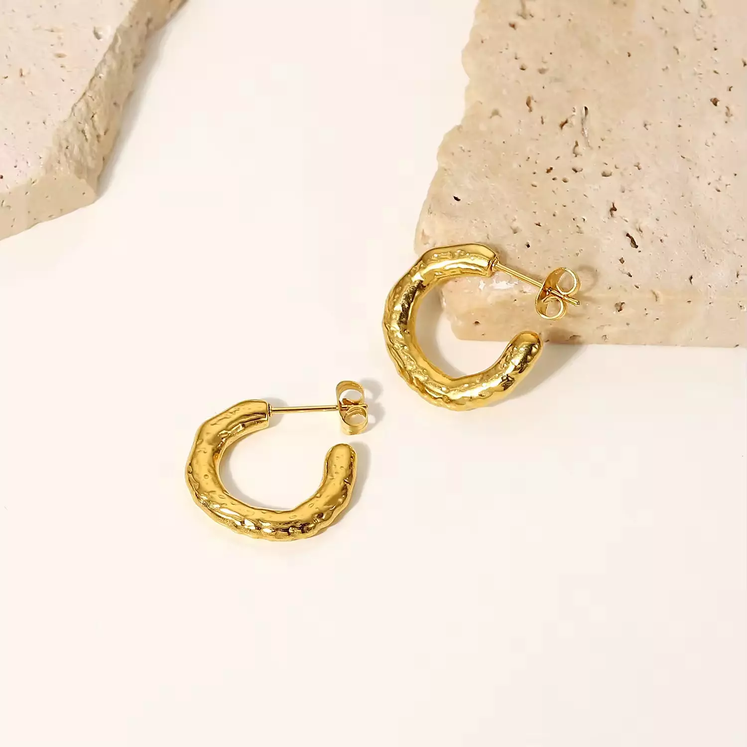 Irregular gold hoop earrings  2