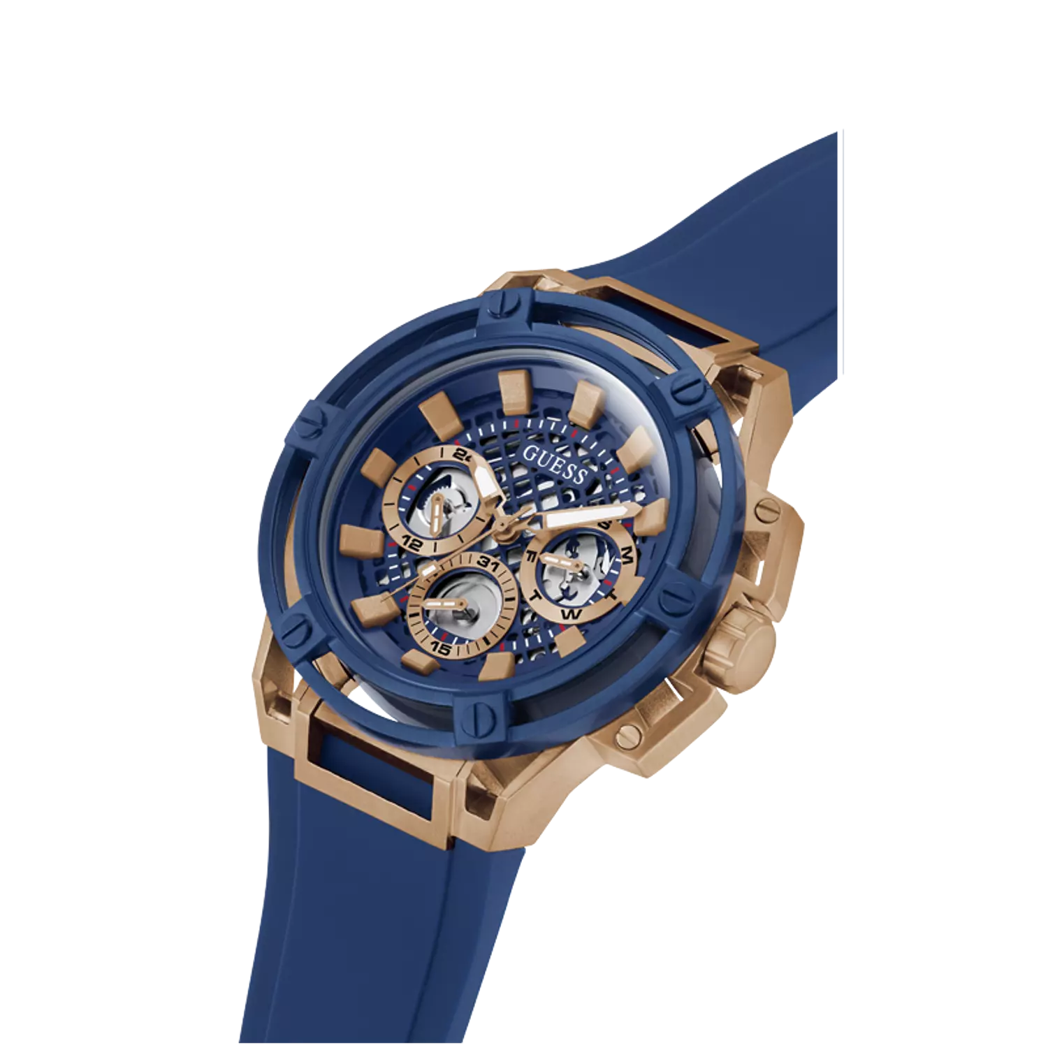 Guess GW0423G4 Watch For Gents Case Color Rose Gold Tone - Round Shape Silicone Strap 3