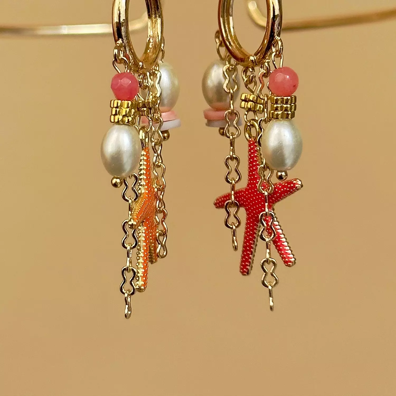 Coral Star Earrings  4