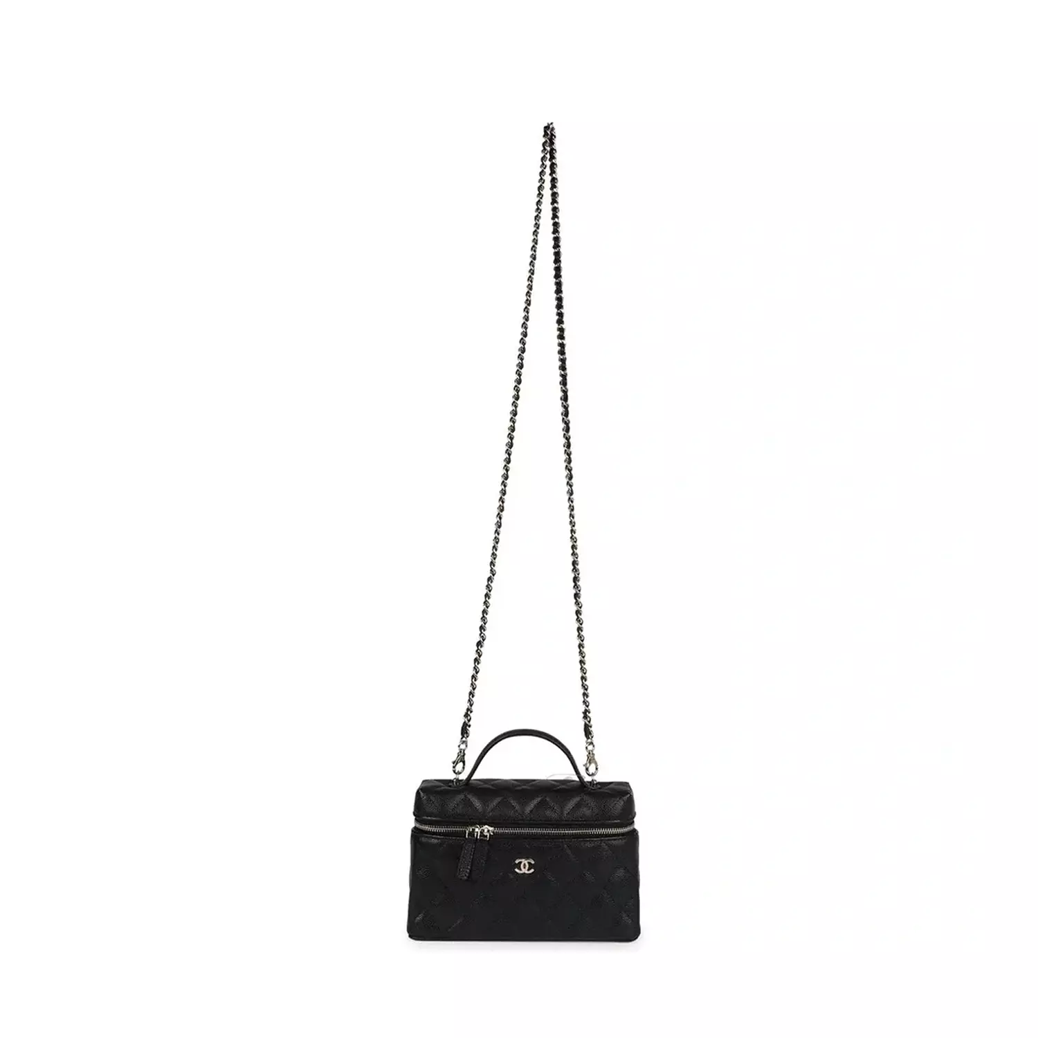 Chanel Vanity Case with Chain, typically crafted from black quilted caviar leather  hover image
