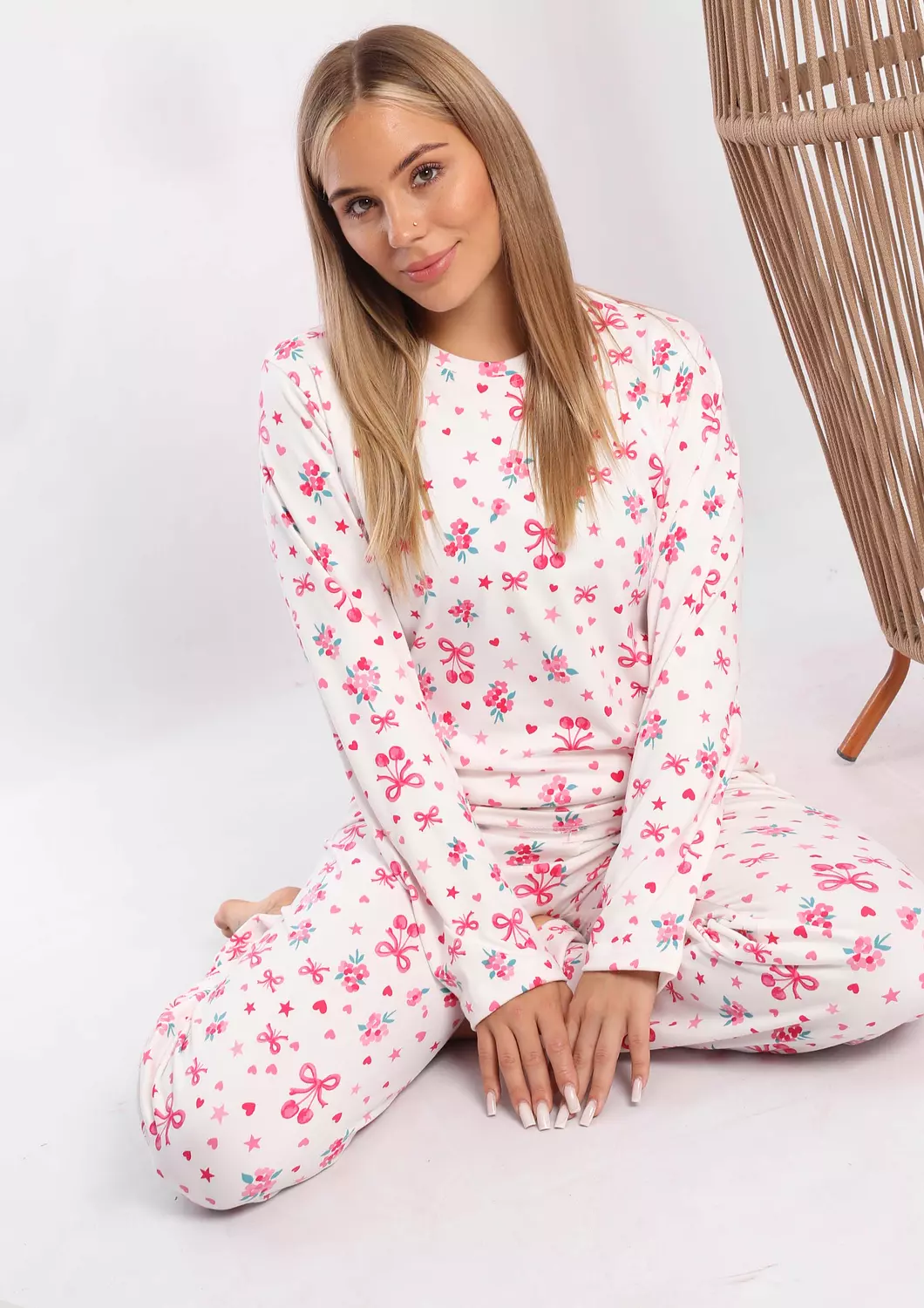 C322 Pink Ribbons Pajama Set 4