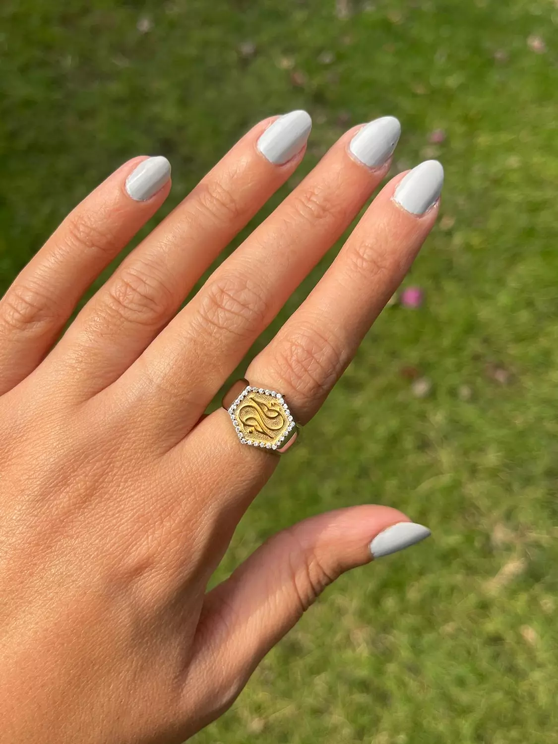 حب Silver ring size 6 gold plated image