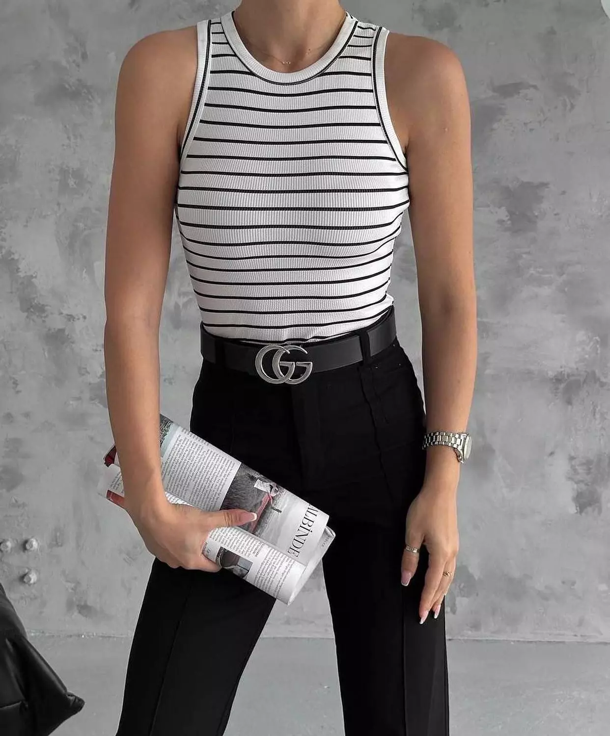 Sleeveless striped top 2