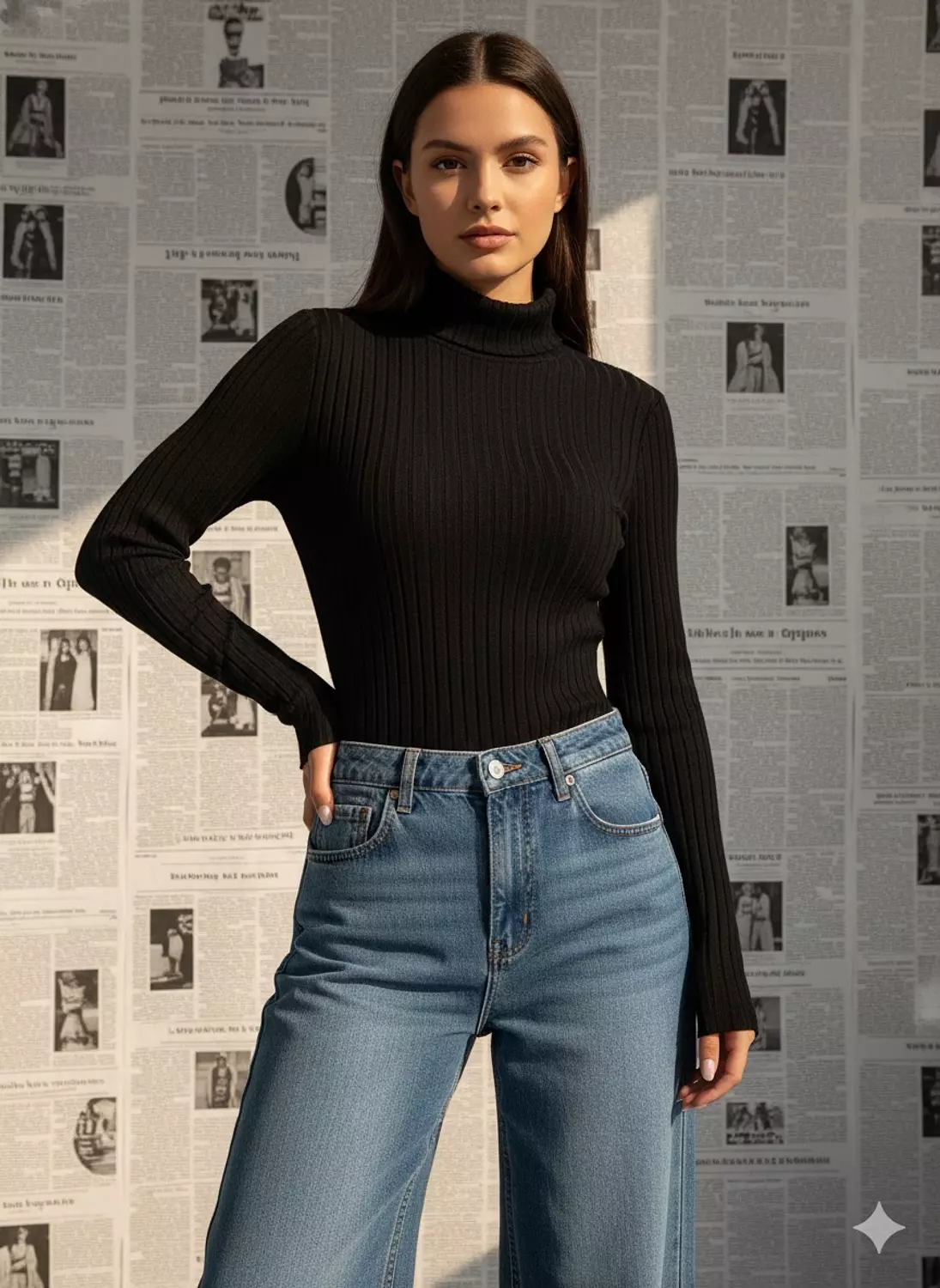 Black High neck basic top 1